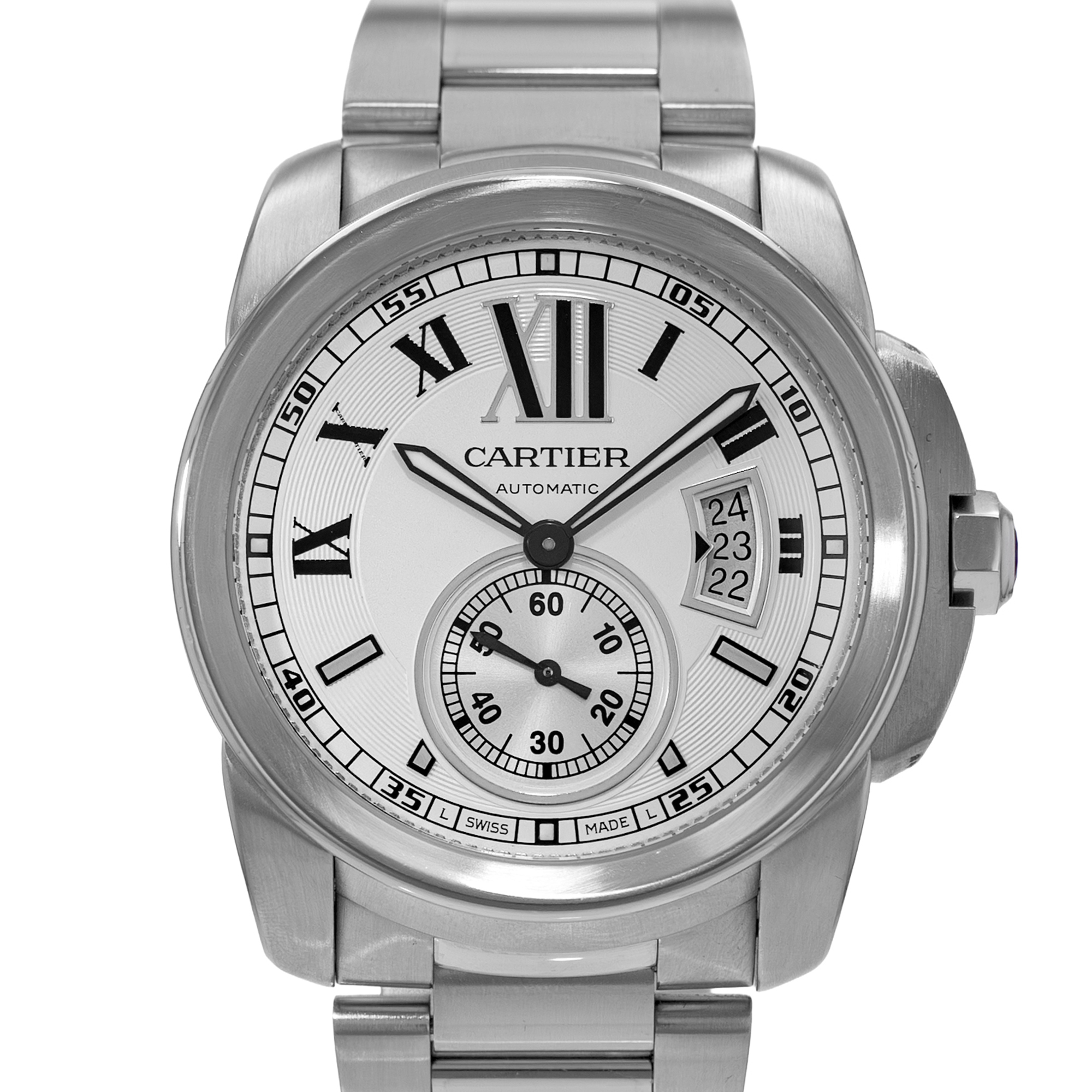 Cartier Calibre de Cartier W7100015 3389 42mm Silver Roman Steel Mens Watch 2016 thumbnail 1