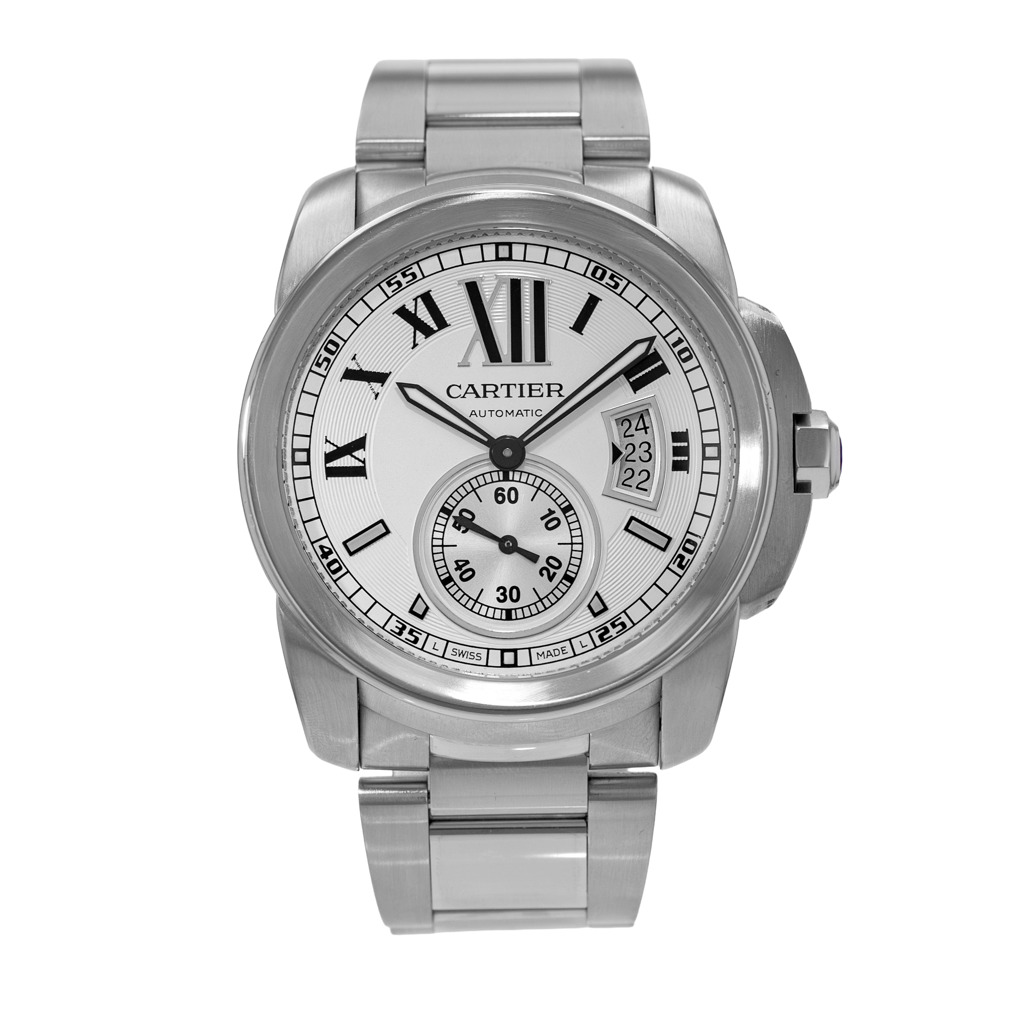 Cartier Calibre de Cartier W7100015 3389 42mm Silver Roman Steel Mens Watch 2016 thumbnail 2