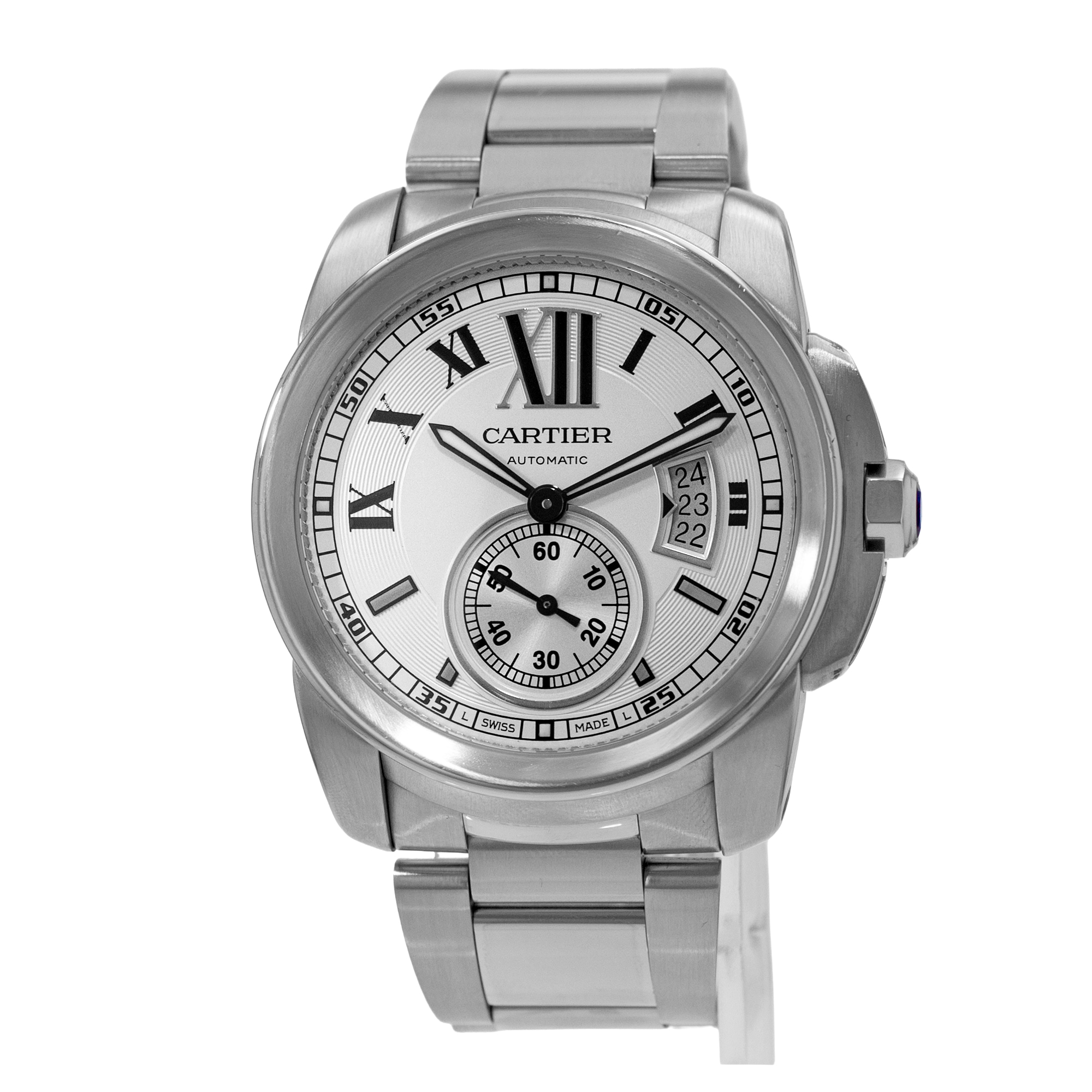 Cartier Calibre de Cartier W7100015 3389 42mm Silver Roman Steel Mens Watch 2016 thumbnail 3