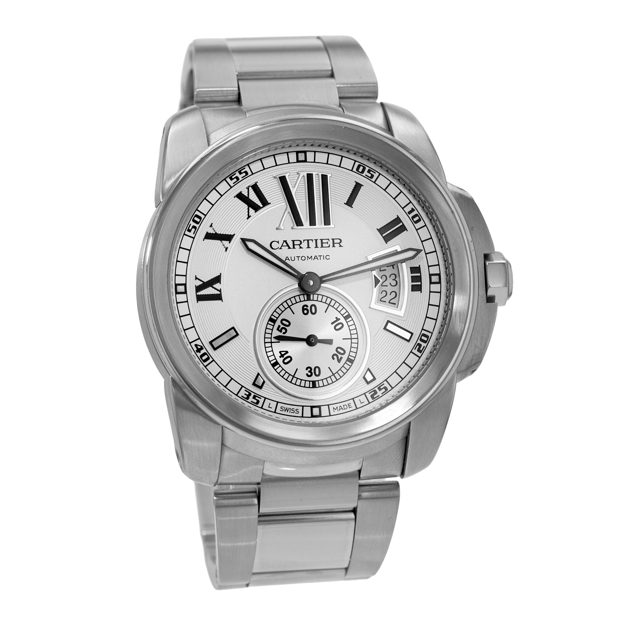Cartier Calibre de Cartier W7100015 3389 42mm Silver Roman Steel Mens Watch 2016 thumbnail 8