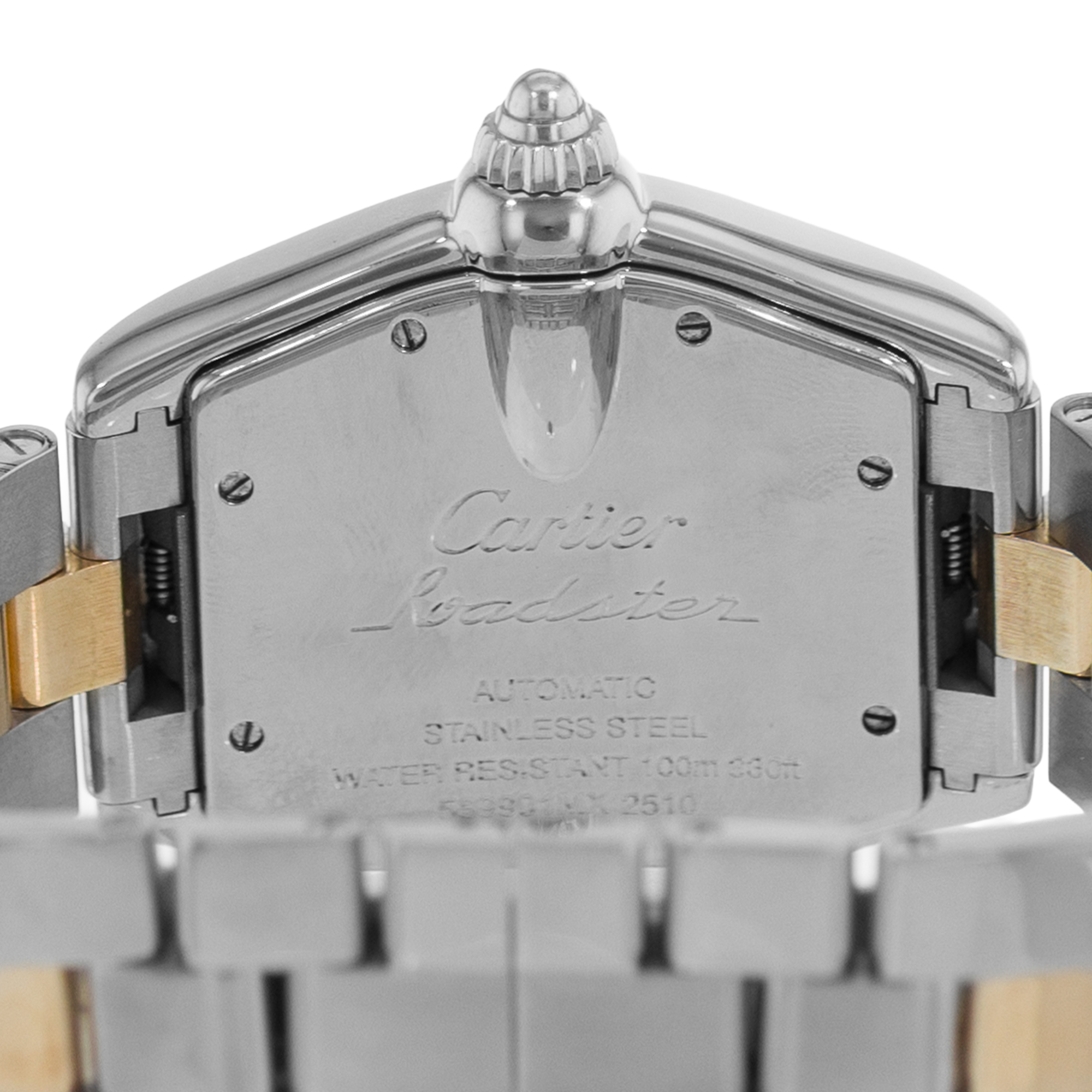 Cartier Roadster W62031Y4 2510 38mm Silver Roman Steel Gold Mens Watch 2005 thumbnail 10