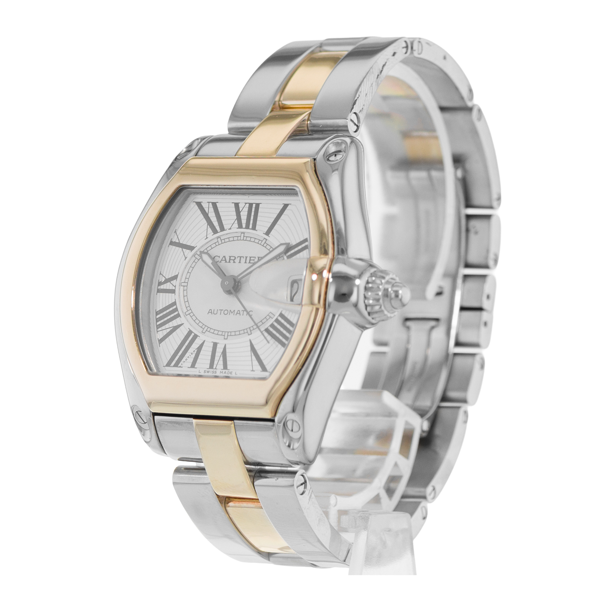 Cartier Roadster W62031Y4 2510 38mm Silver Roman Steel Gold Mens Watch 2005 thumbnail 4