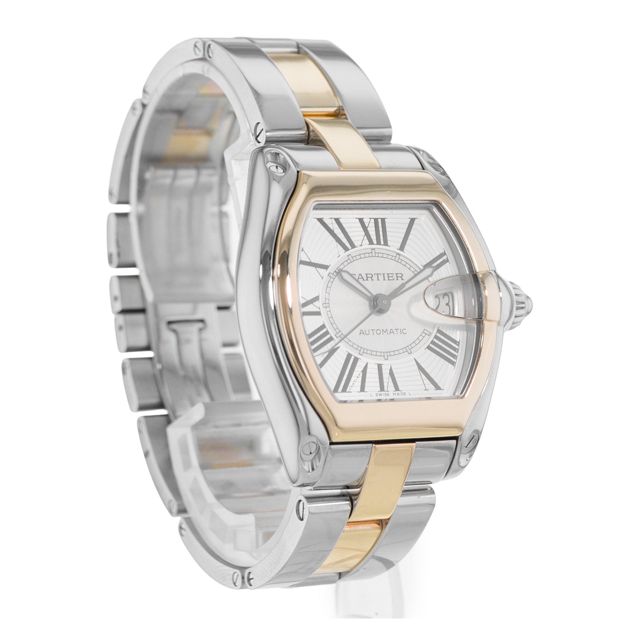 Cartier Roadster W62031Y4 2510 38mm Silver Roman Steel Gold Mens Watch 2005 thumbnail 7