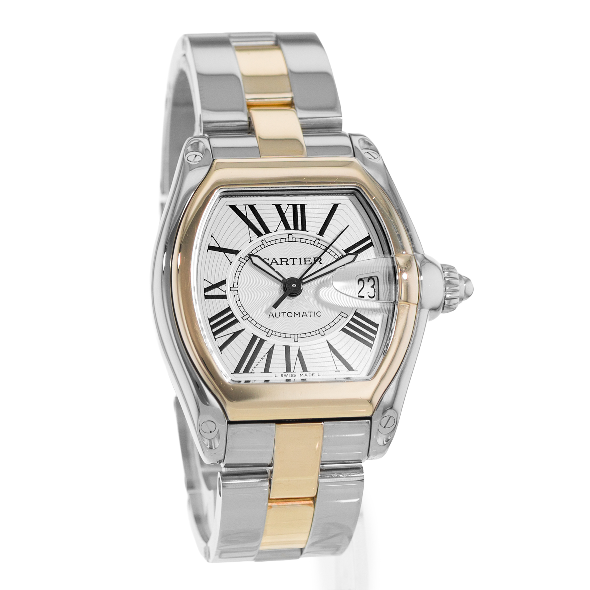 Cartier Roadster W62031Y4 2510 38mm Silver Roman Steel Gold Mens Watch 2005 thumbnail 8