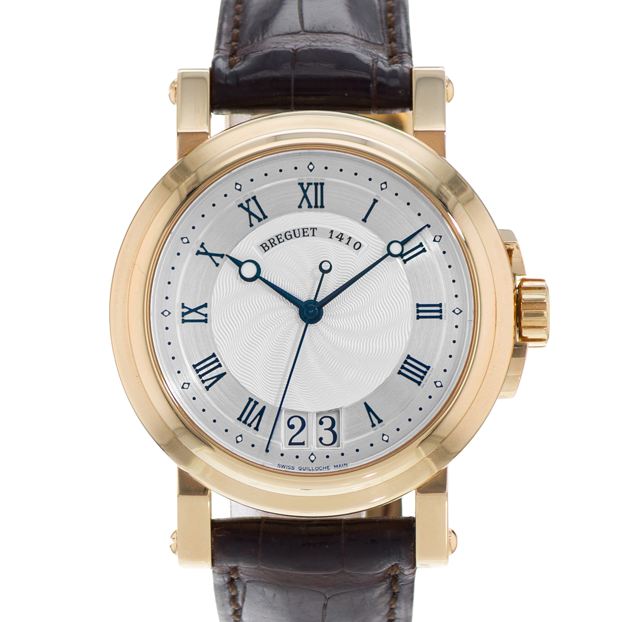 Breguet Marine 5817BA/12/9V8 39mm Silver Roman Yellow Gold Leather Mens Watch thumbnail 1