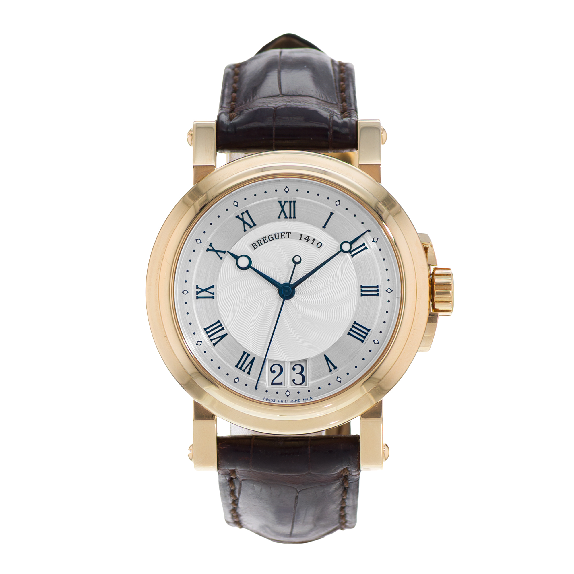 Breguet Marine 5817BA/12/9V8 39mm Silver Roman Yellow Gold Leather Mens Watch thumbnail 2