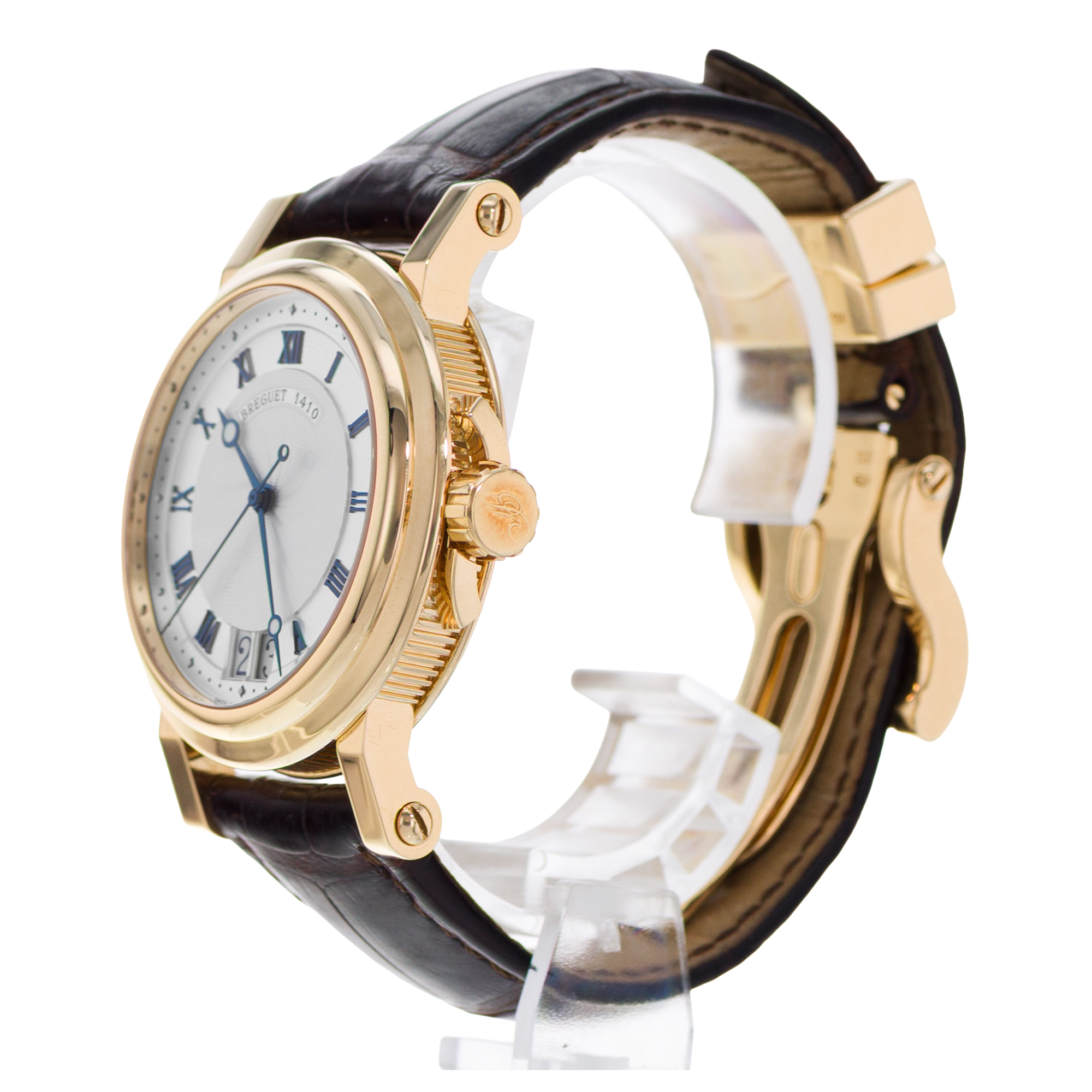 Breguet Marine 5817BA/12/9V8 39mm Silver Roman Yellow Gold Leather Mens Watch thumbnail 4