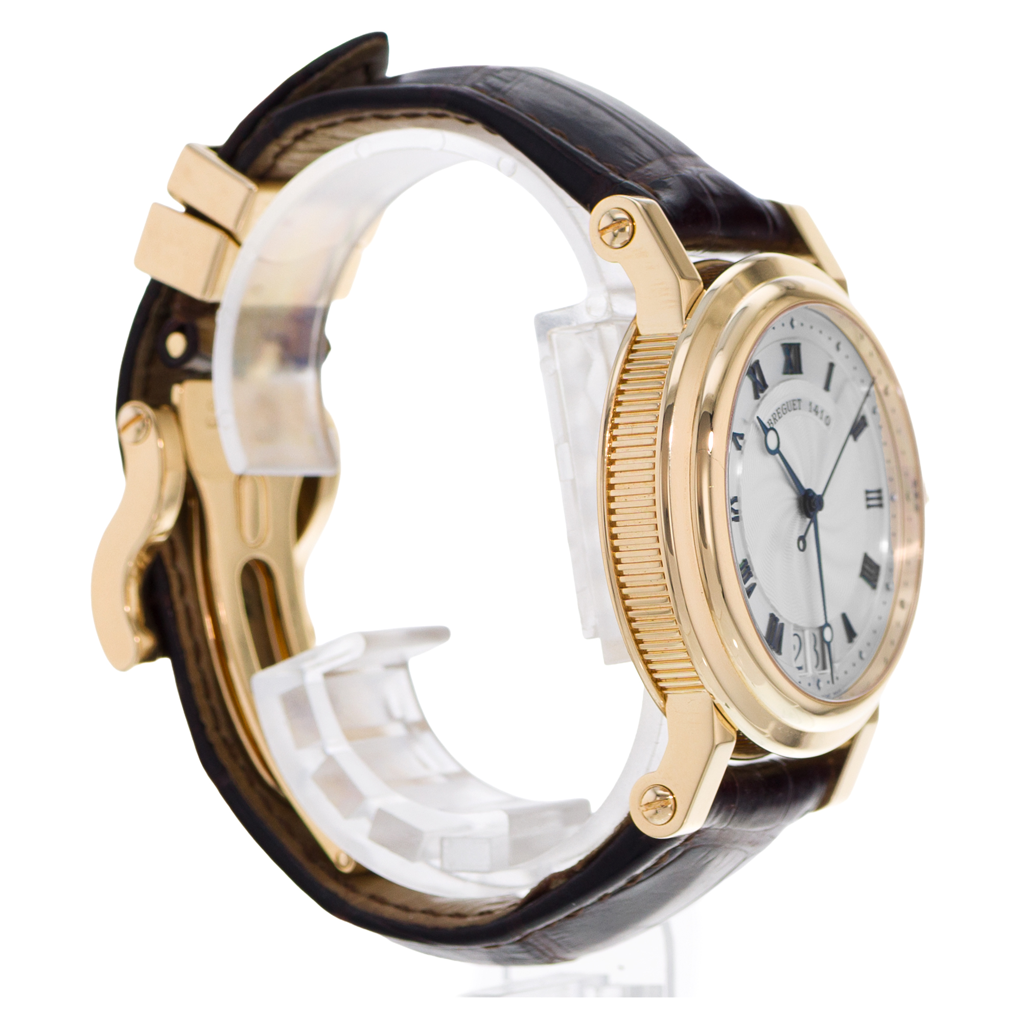 Breguet Marine 5817BA/12/9V8 39mm Silver Roman Yellow Gold Leather Mens Watch thumbnail 5