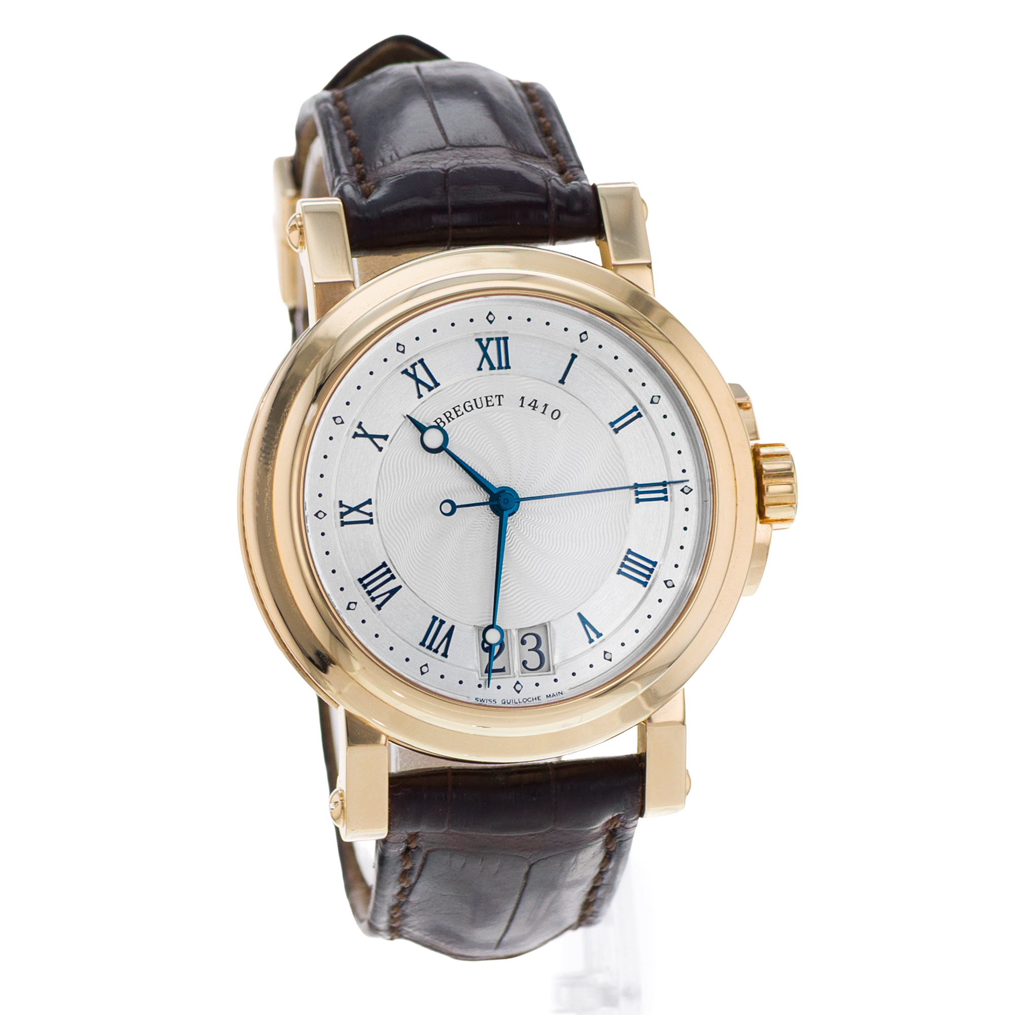 Breguet Marine 5817BA/12/9V8 39mm Silver Roman Yellow Gold Leather Mens Watch thumbnail 6