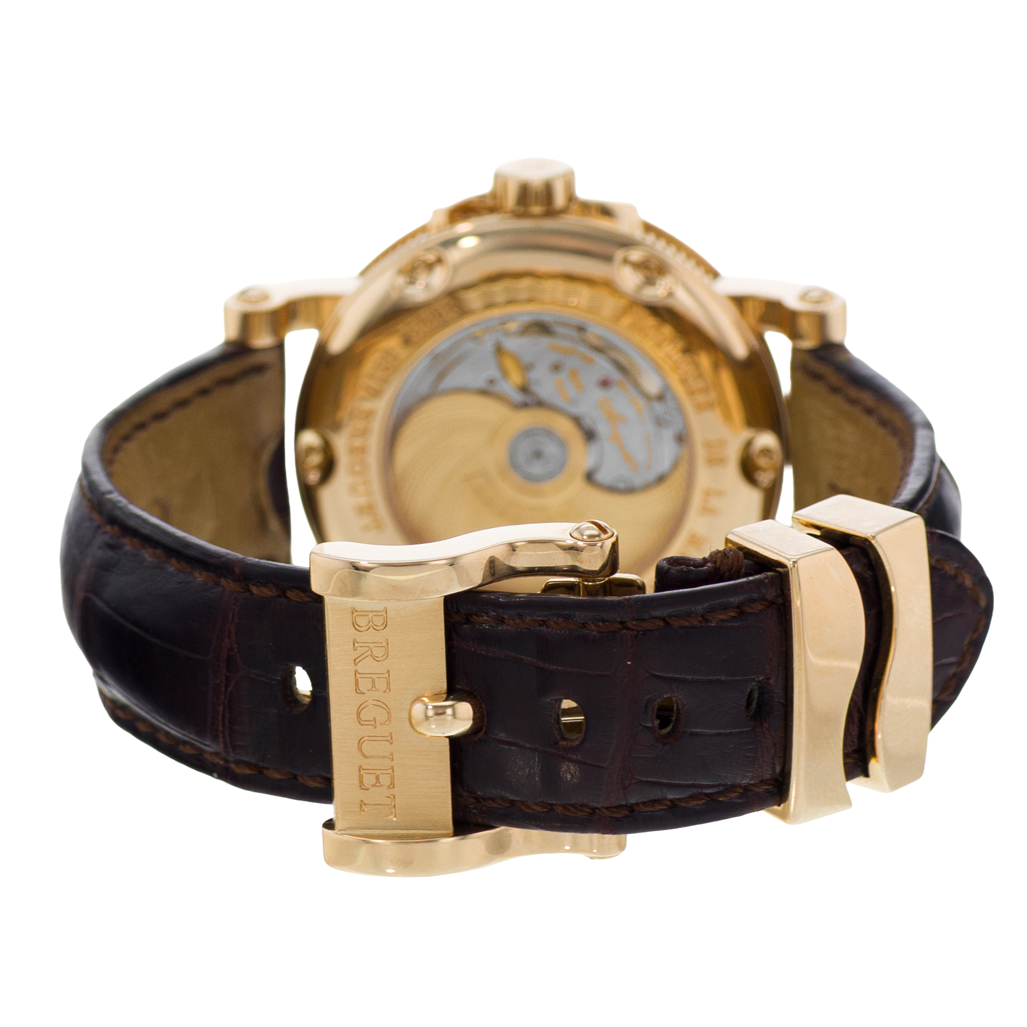 Breguet Marine 5817BA/12/9V8 39mm Silver Roman Yellow Gold Leather Mens Watch thumbnail 7