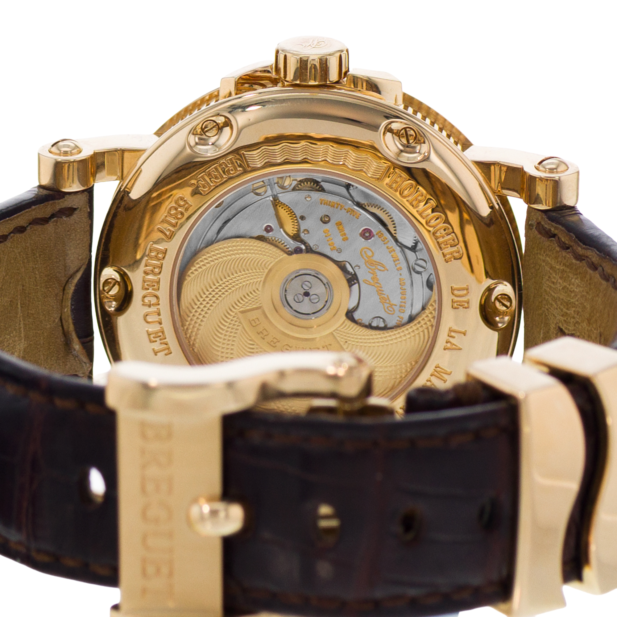 Breguet Marine 5817BA/12/9V8 39mm Silver Roman Yellow Gold Leather Mens Watch thumbnail 8