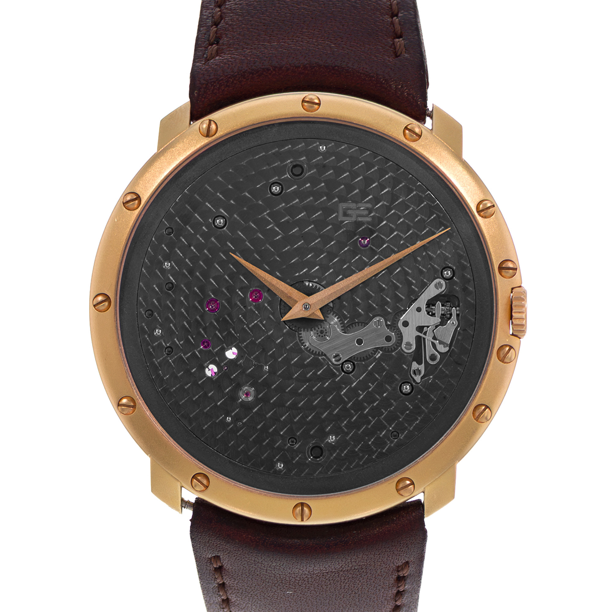 Guy Ellia Time Space RS 2388 LV1 46mm Large 18k Rose Gold Manual Mens Watch 2010 thumbnail 1