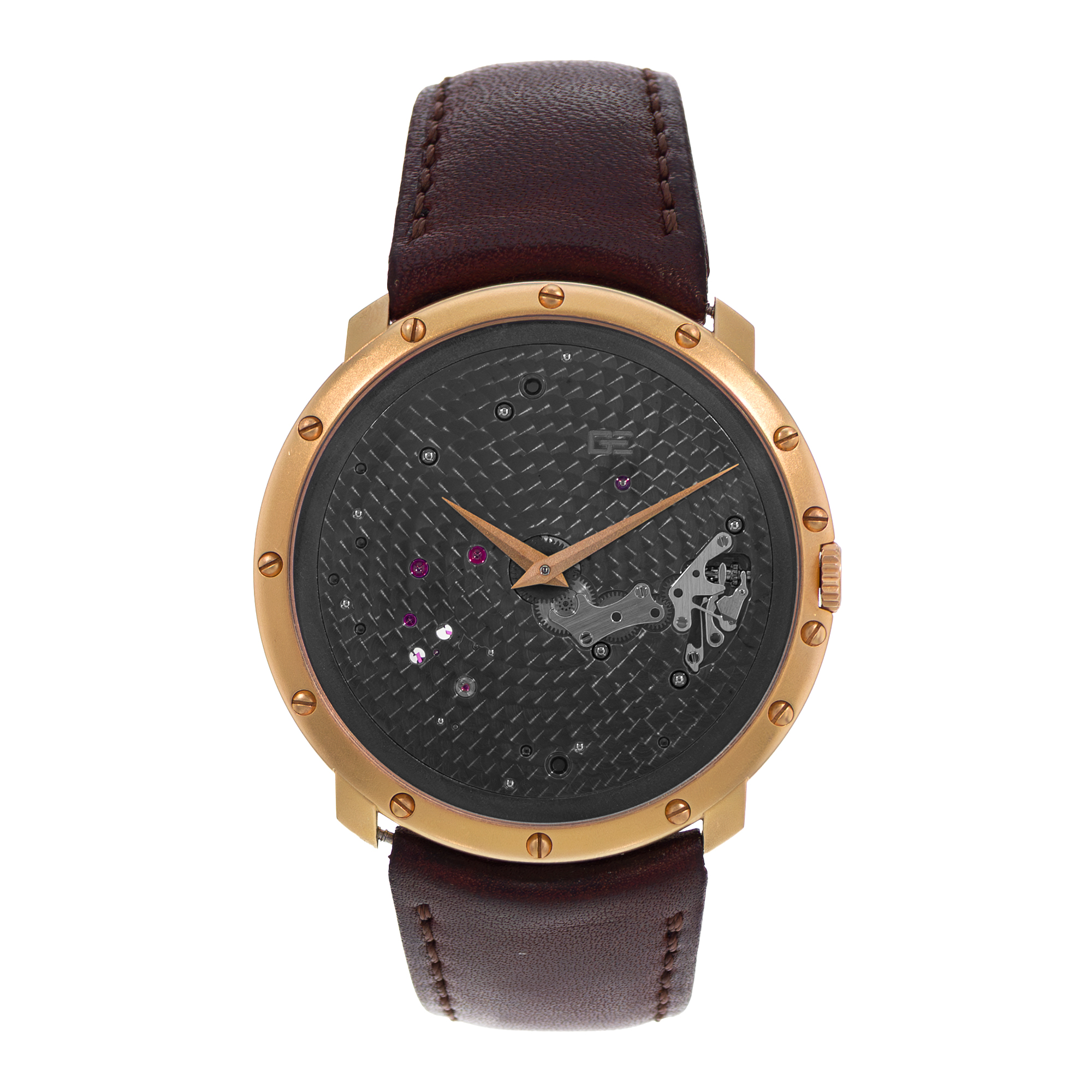 Guy Ellia Time Space RS 2388 LV1 46mm Large 18k Rose Gold Manual Mens Watch 2010 thumbnail 2