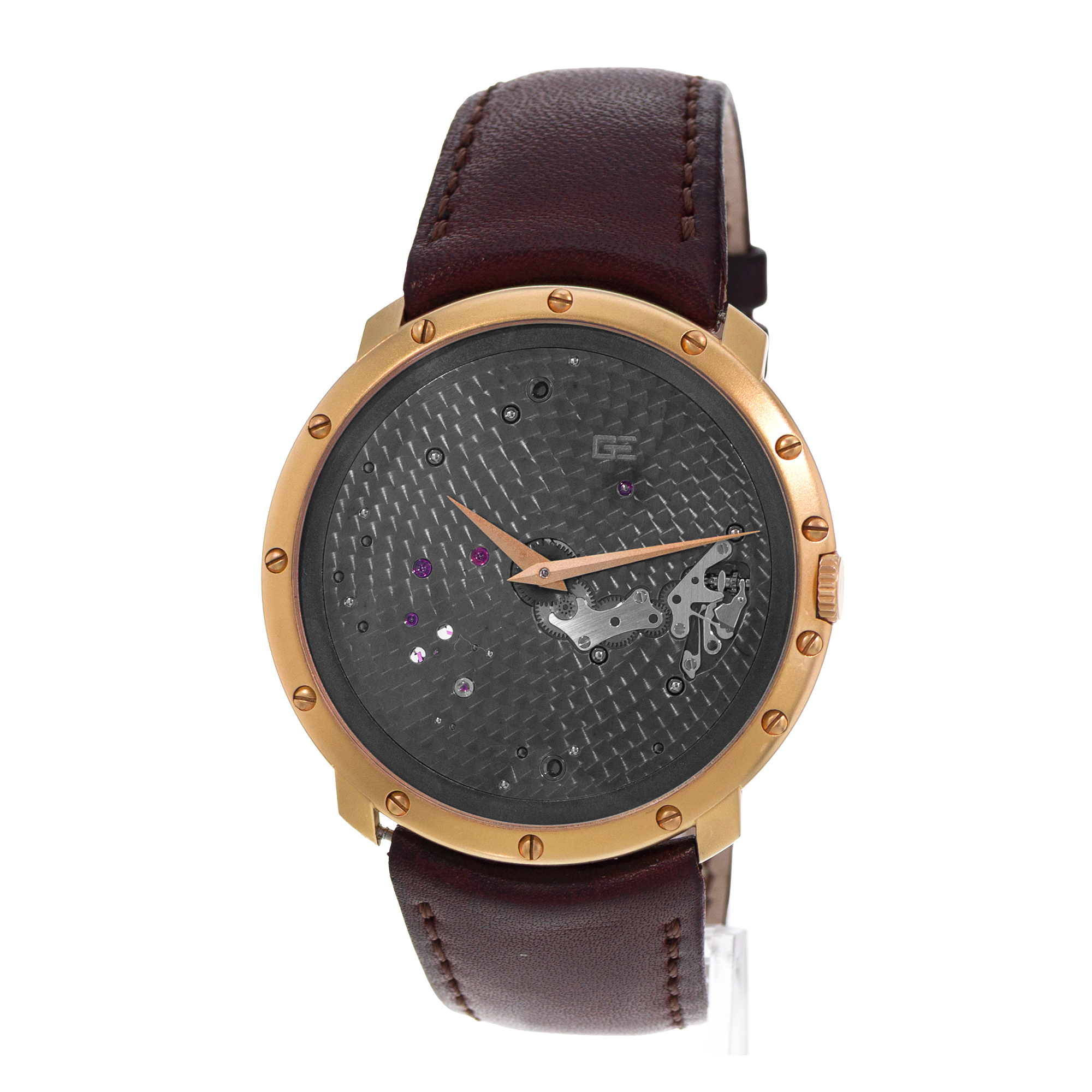 Guy Ellia Time Space RS 2388 LV1 46mm Large 18k Rose Gold Manual Mens Watch 2010 thumbnail 3