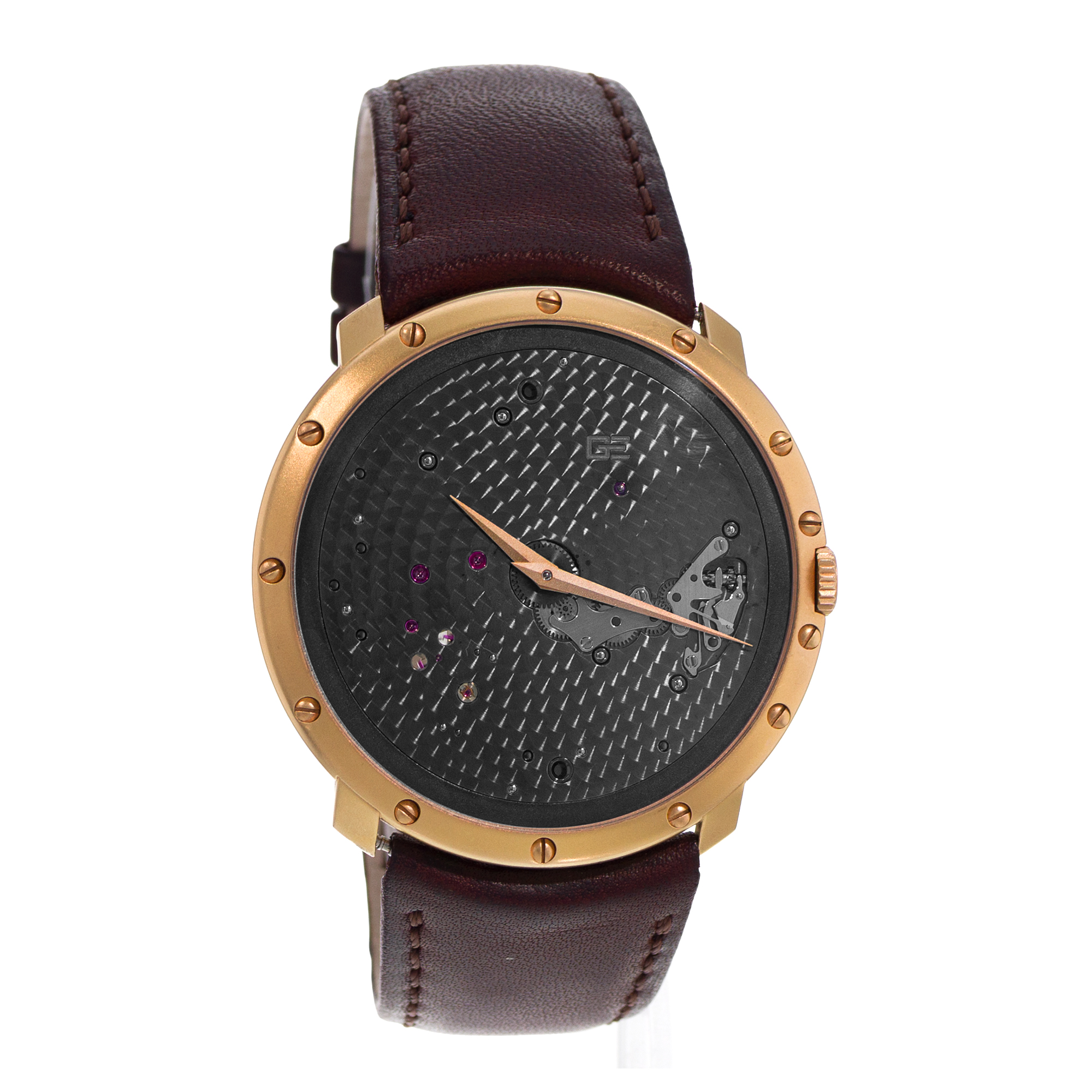 Guy Ellia Time Space RS 2388 LV1 46mm Large 18k Rose Gold Manual Mens Watch 2010 thumbnail 6