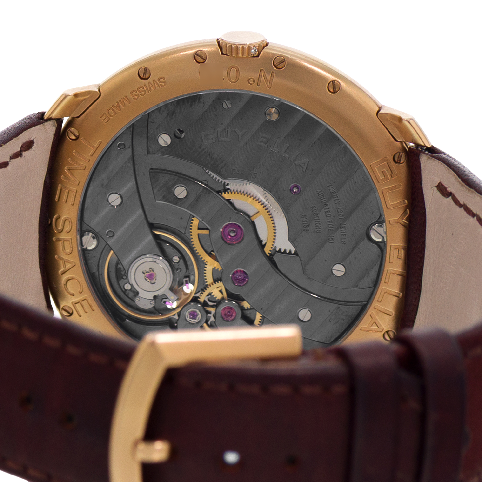 Guy Ellia Time Space RS 2388 LV1 46mm Large 18k Rose Gold Manual Mens Watch 2010 thumbnail 8