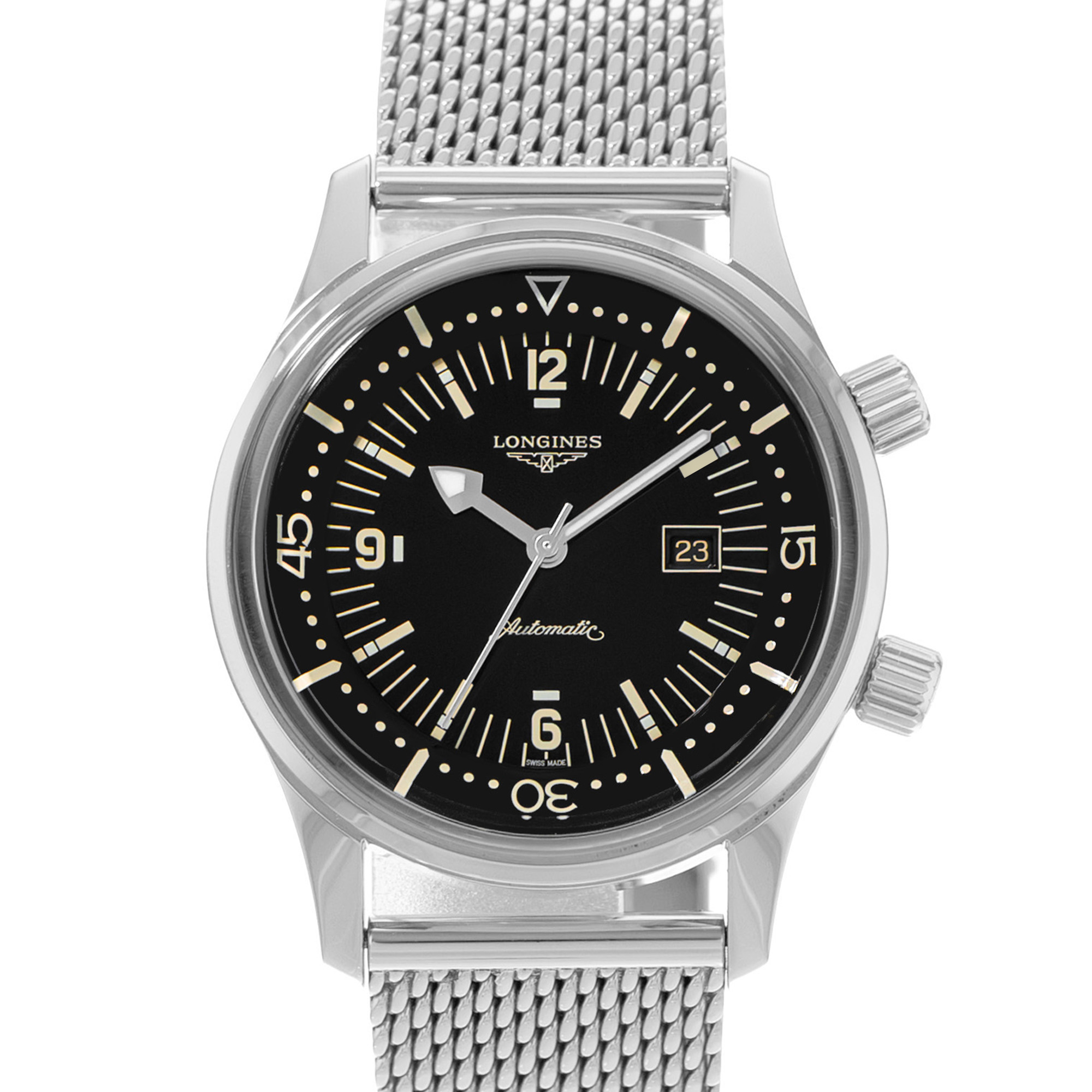 Longines Legend Diver L3.374.4.50.6 36mm Heritage Black Mesh Mens Watch 2023 thumbnail 1