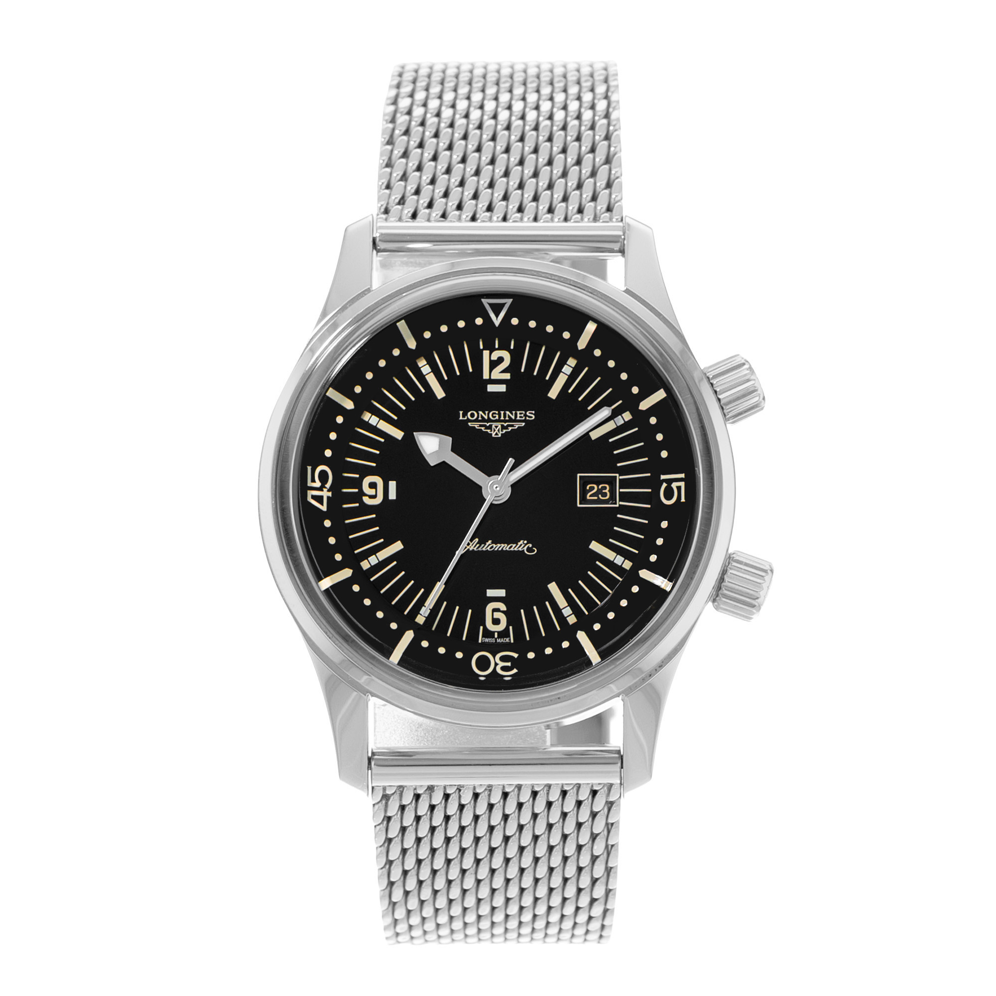 Longines Legend Diver L3.374.4.50.6 36mm Heritage Black Mesh Mens Watch 2023 thumbnail 2