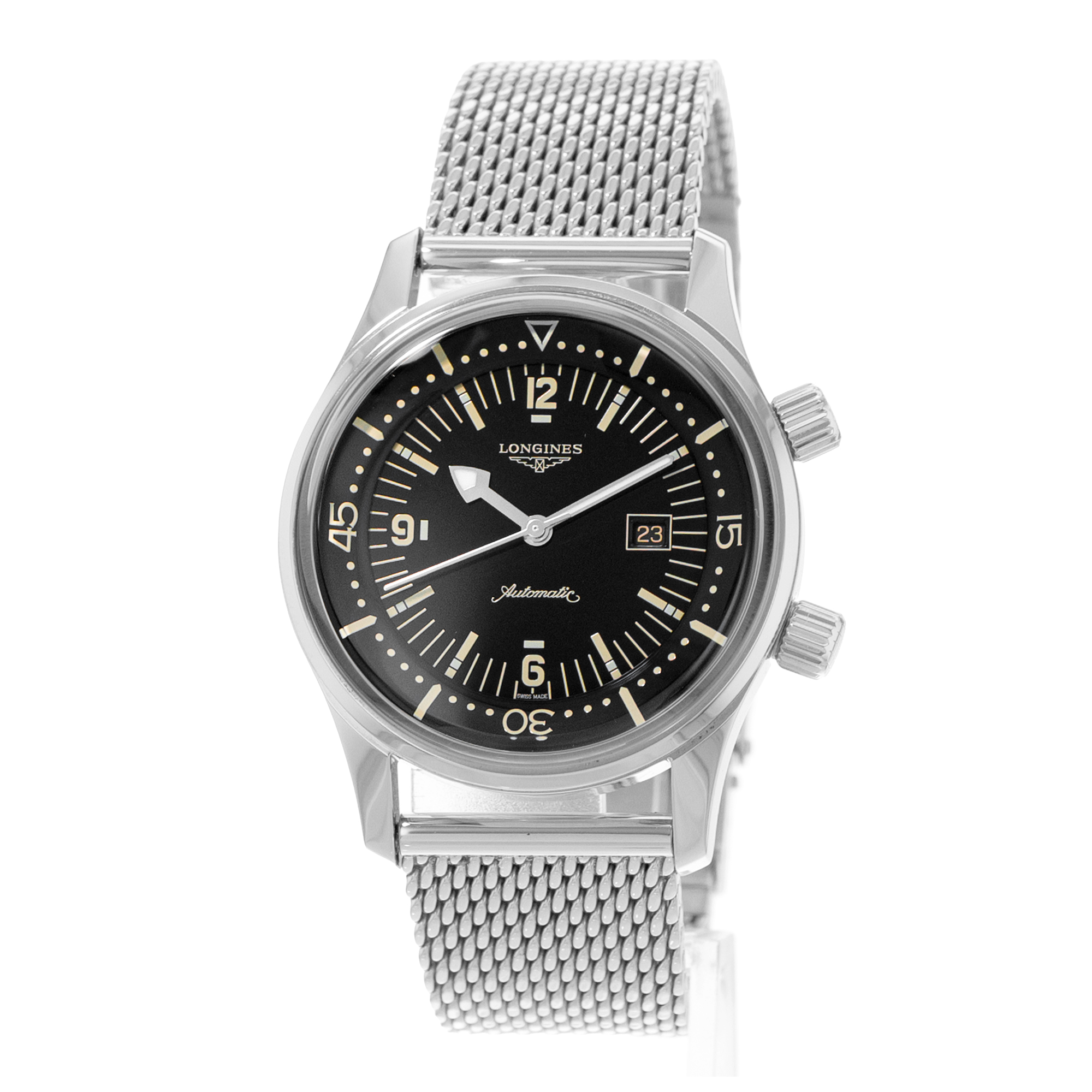 Longines Legend Diver L3.374.4.50.6 36mm Heritage Black Mesh Mens Watch 2023 thumbnail 3