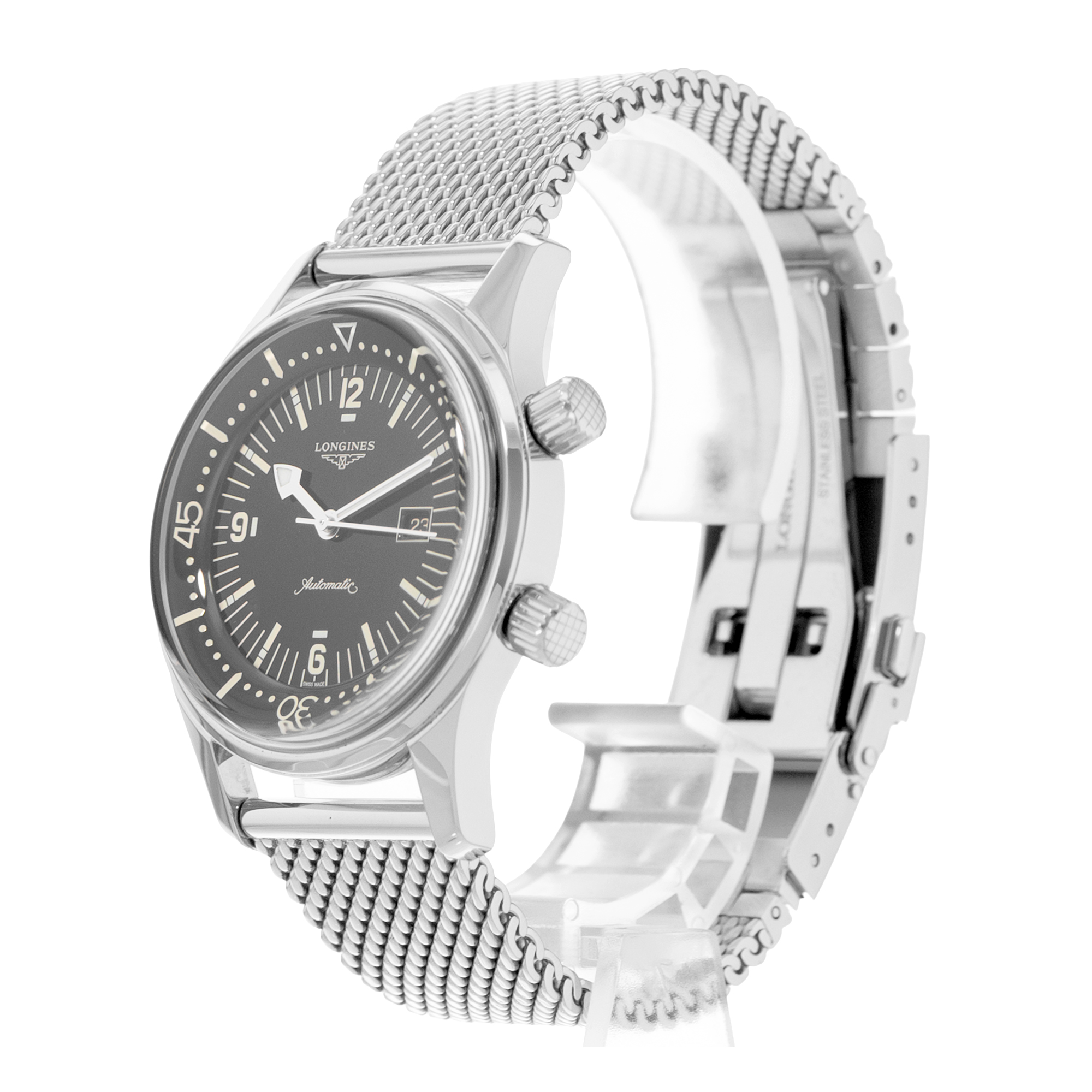 Longines Legend Diver L3.374.4.50.6 36mm Heritage Black Mesh Mens Watch 2023 thumbnail 4