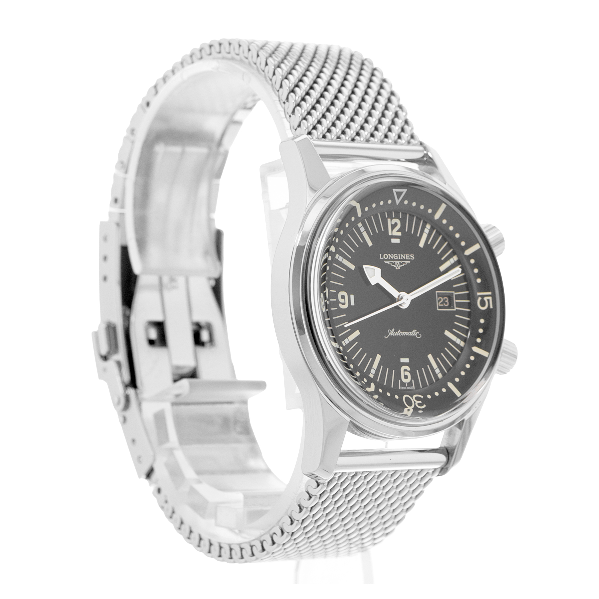 Longines Legend Diver L3.374.4.50.6 36mm Heritage Black Mesh Mens Watch 2023 thumbnail 5