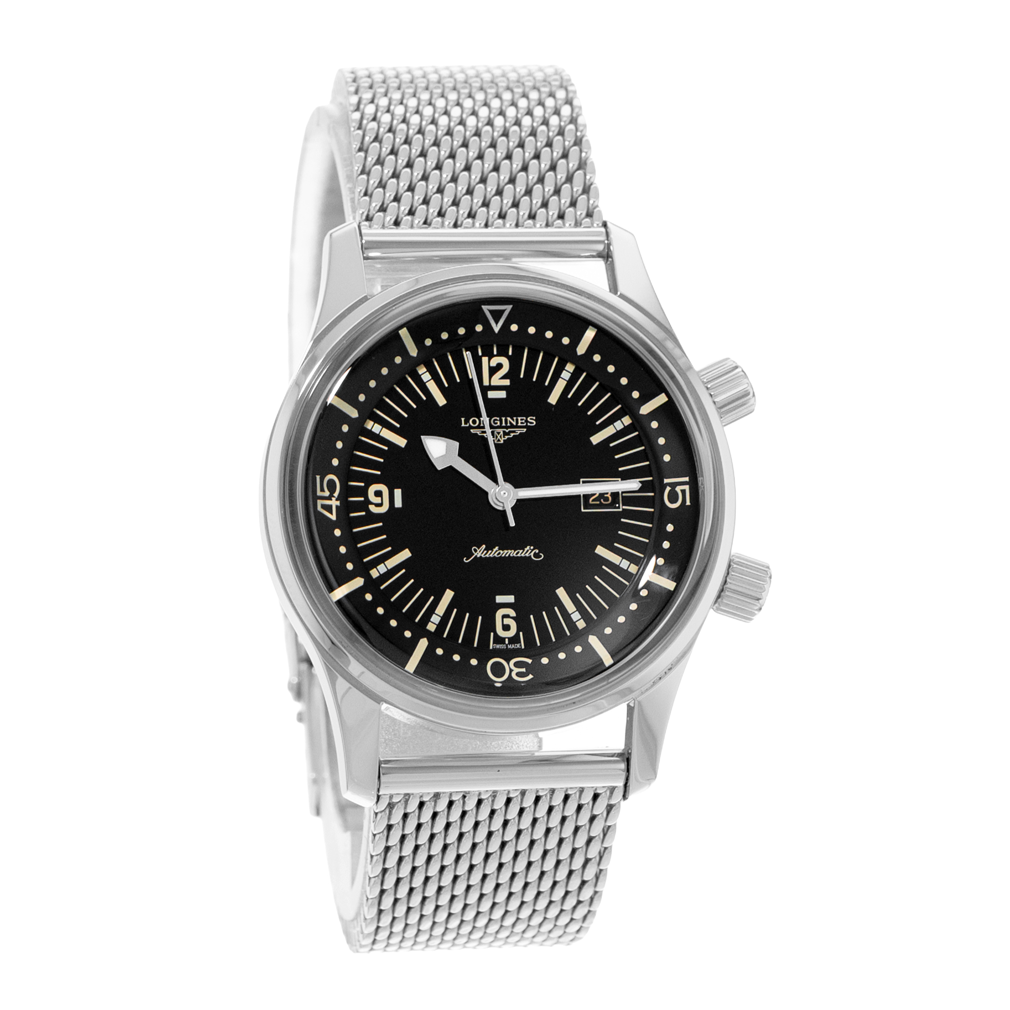 Longines Legend Diver L3.374.4.50.6 36mm Heritage Black Mesh Mens Watch 2023 thumbnail 6