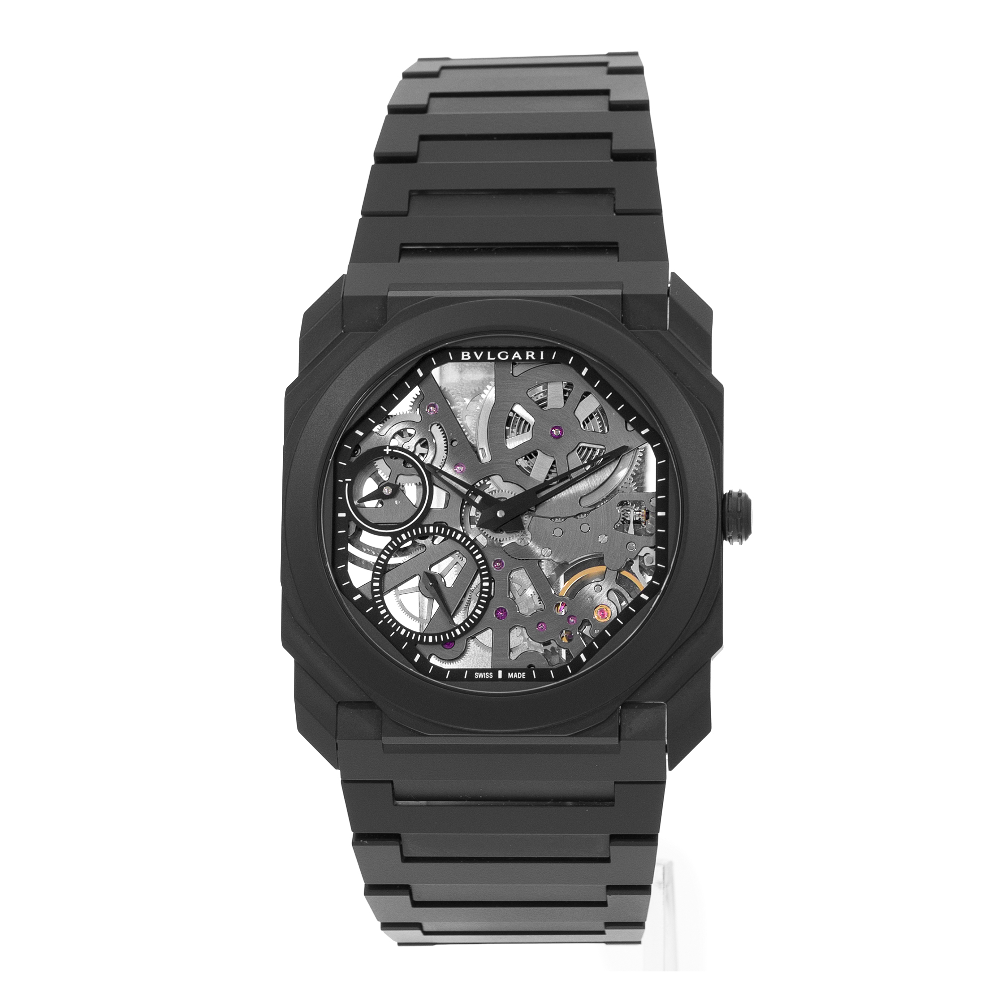 Bulgari Octo Finissimo 103126 40mm Black Thin Ceramic Skeleton Mens Watch 2021 thumbnail 4