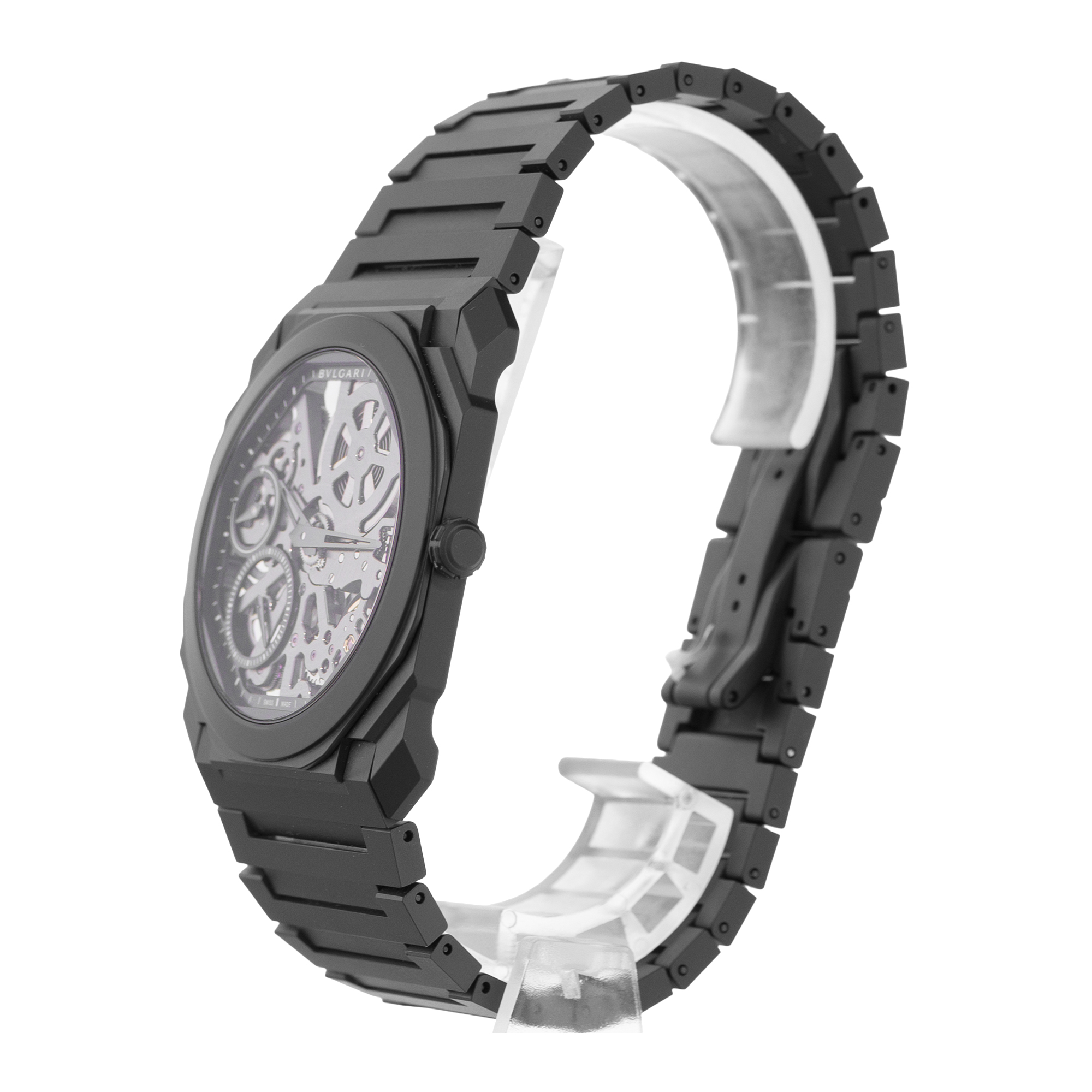 Bulgari Octo Finissimo 103126 40mm Black Thin Ceramic Skeleton Mens Watch 2021 thumbnail 5
