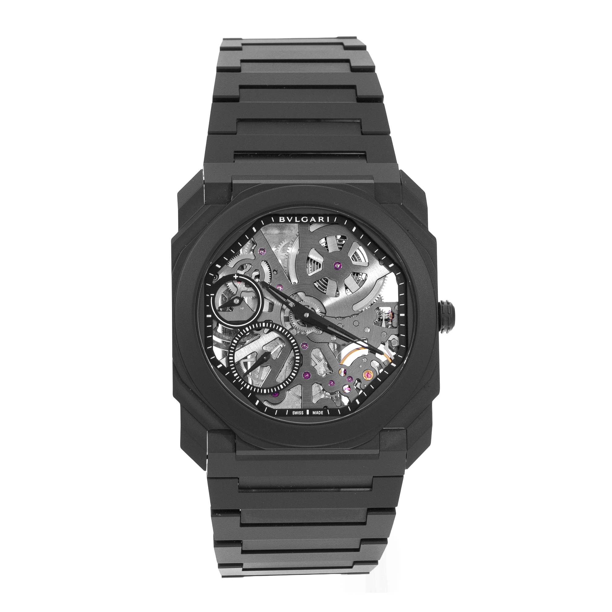 Bulgari Octo Finissimo 103126 40mm Black Thin Ceramic Skeleton Mens Watch 2021 thumbnail 7