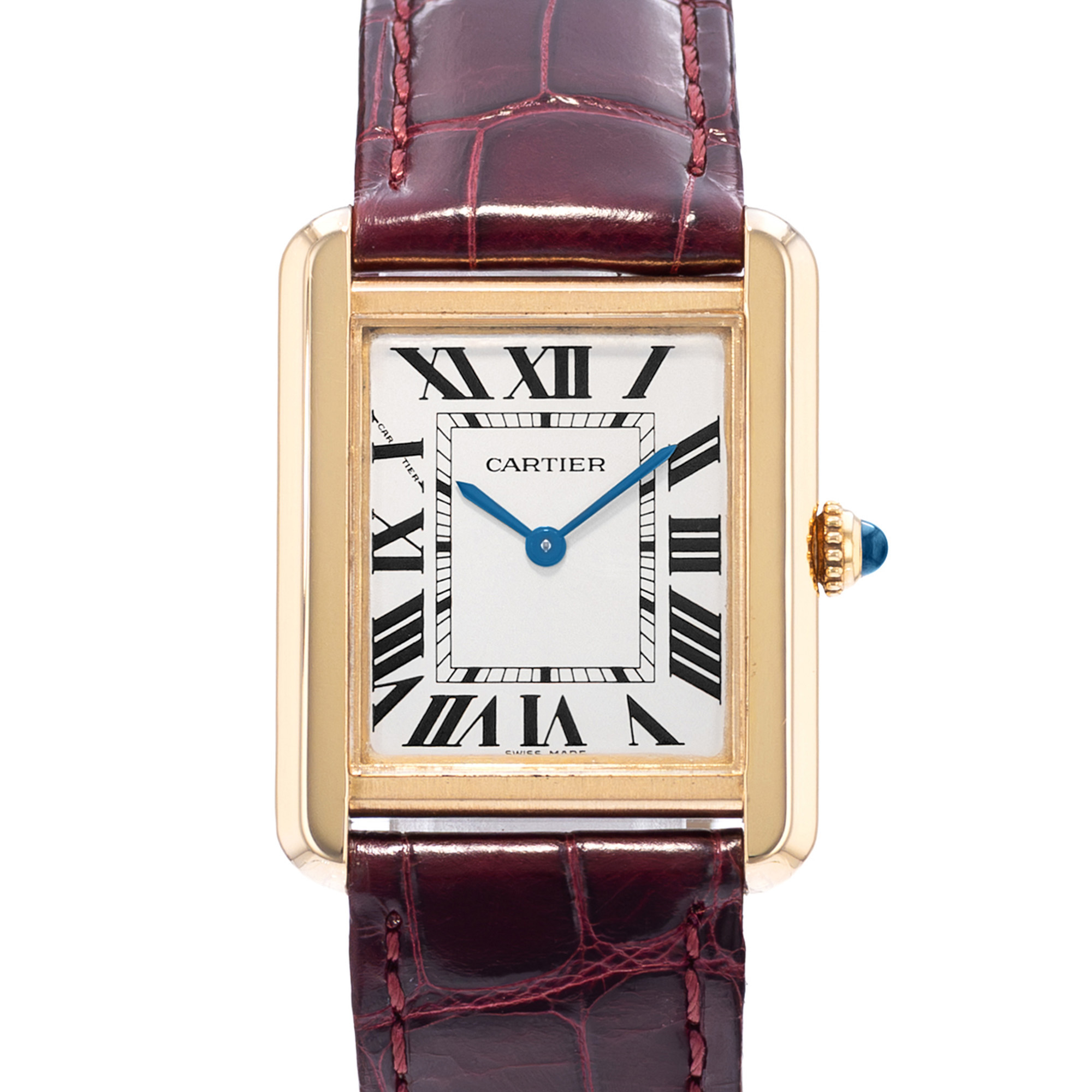Cartier Tank Solo W1018755 2743 23mm Silver Dial 18k Yellow Gold Ladies Watch thumbnail 1