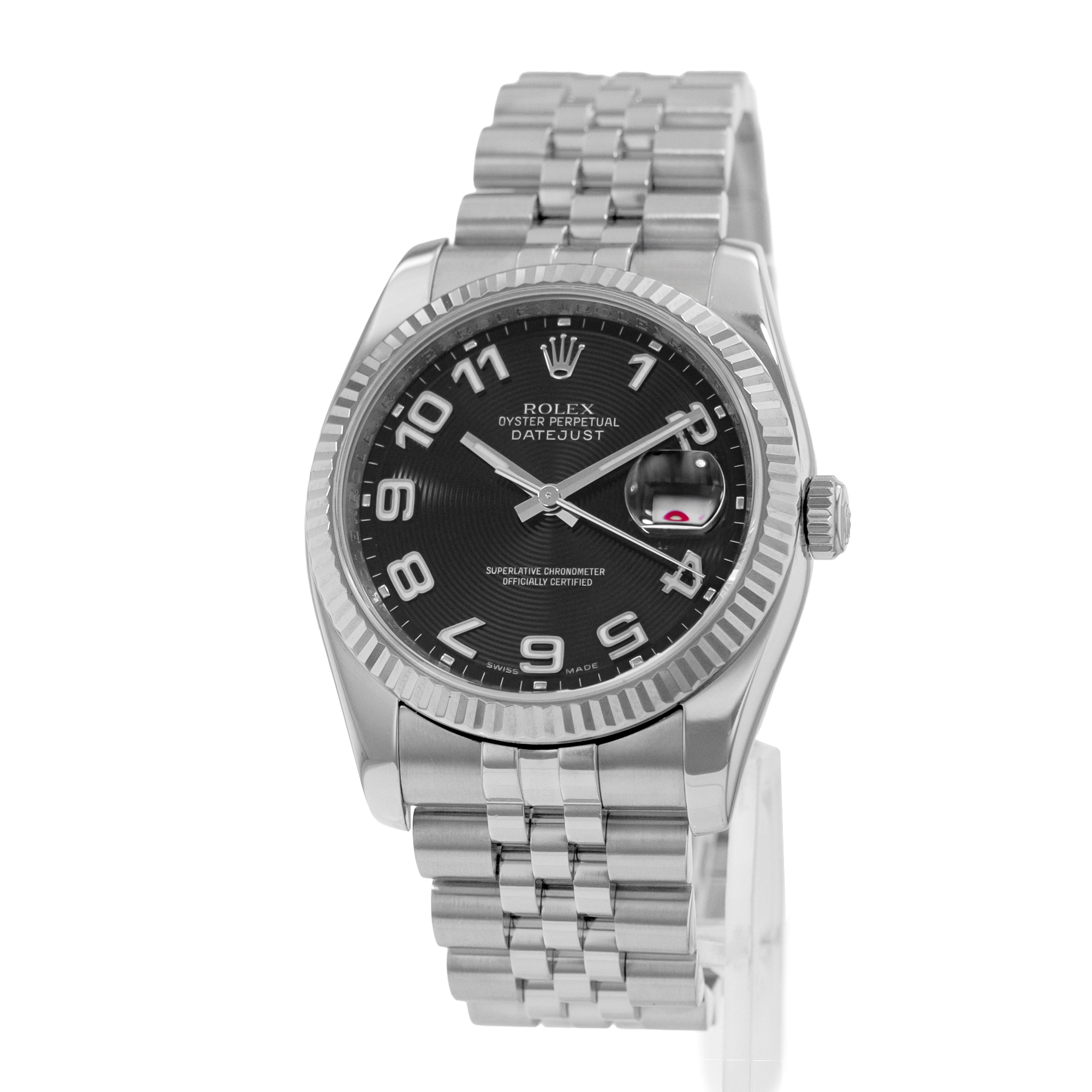 Rolex Datejust 36 116234 Black Arabic Concentric White Gold Mens Watch 2007 thumbnail 3