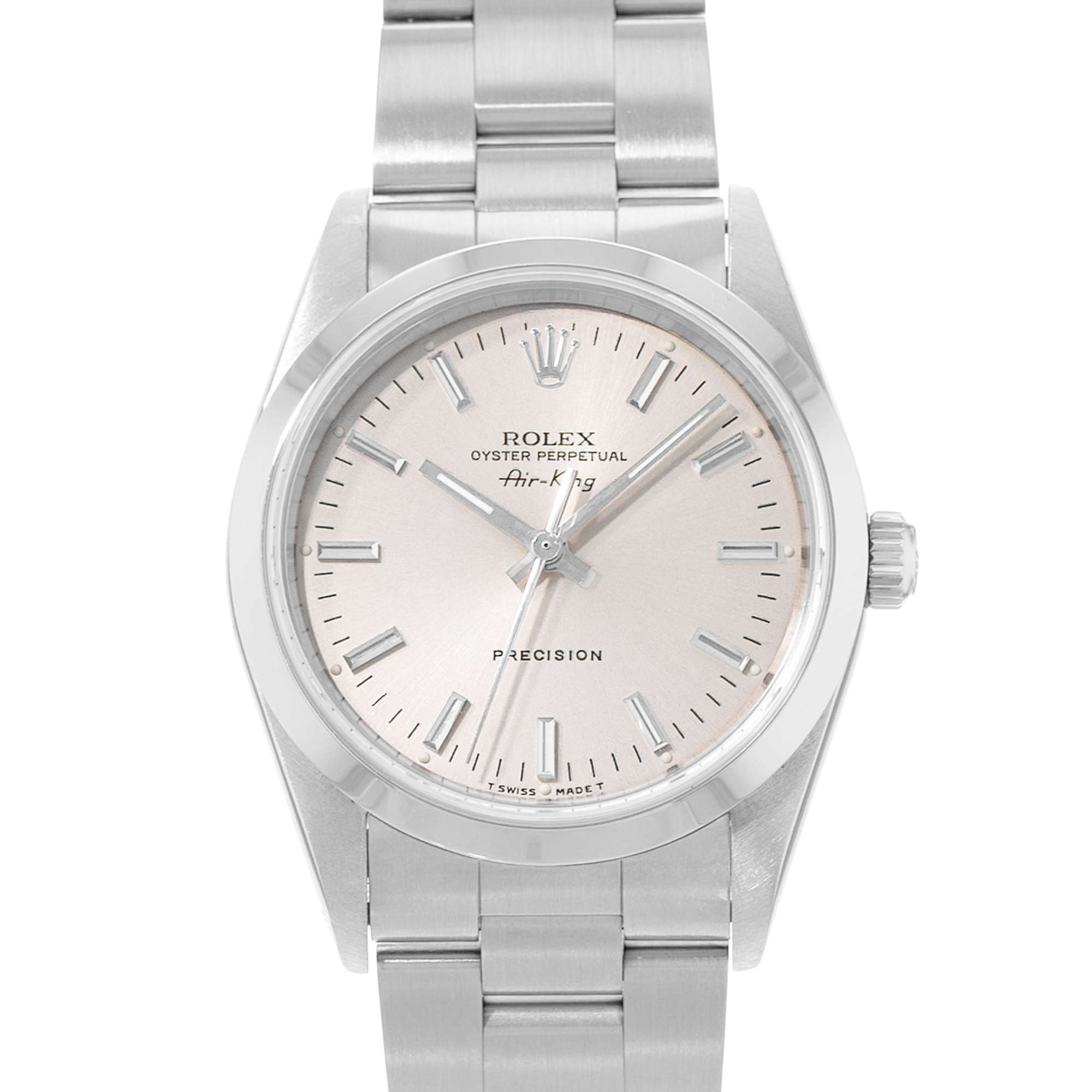 Rolex Air King 34 14000 Vintage Silver Steel Oyster Automatic Mens Watch 1991 thumbnail 1
