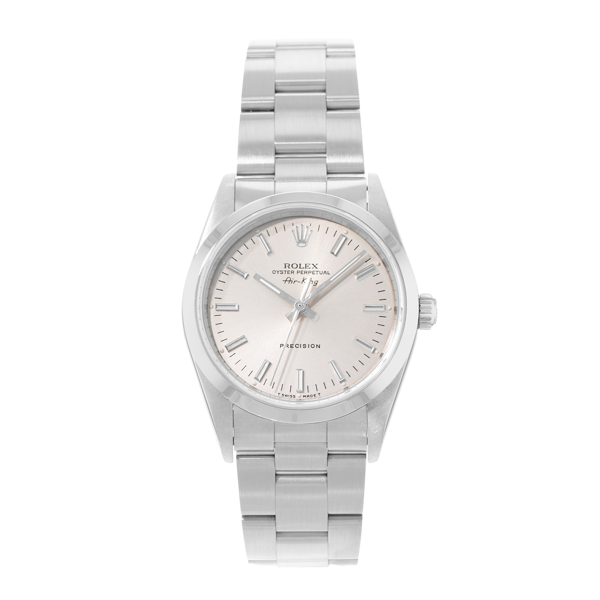 Rolex Air King 34 14000 Vintage Silver Steel Oyster Automatic Mens Watch 1991 thumbnail 2