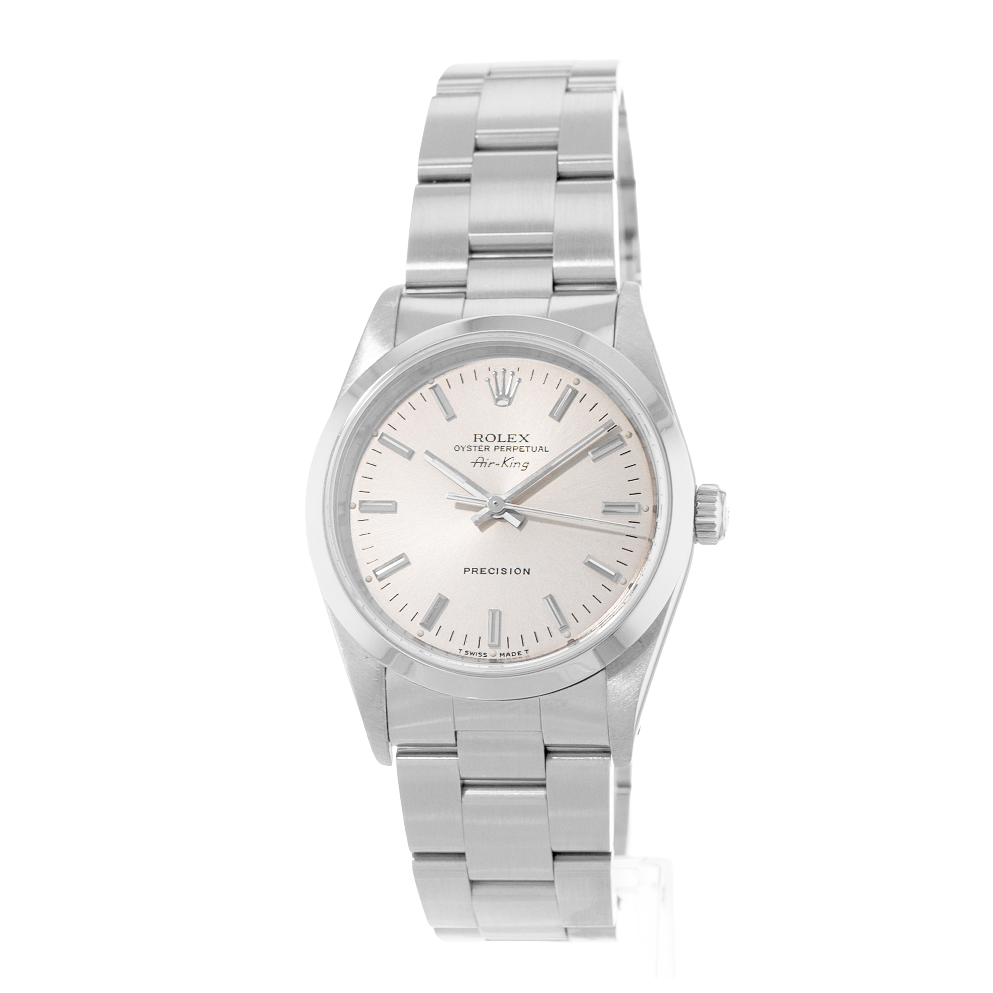 Rolex Air King 34 14000 Vintage Silver Steel Oyster Automatic Mens Watch 1991 thumbnail 4