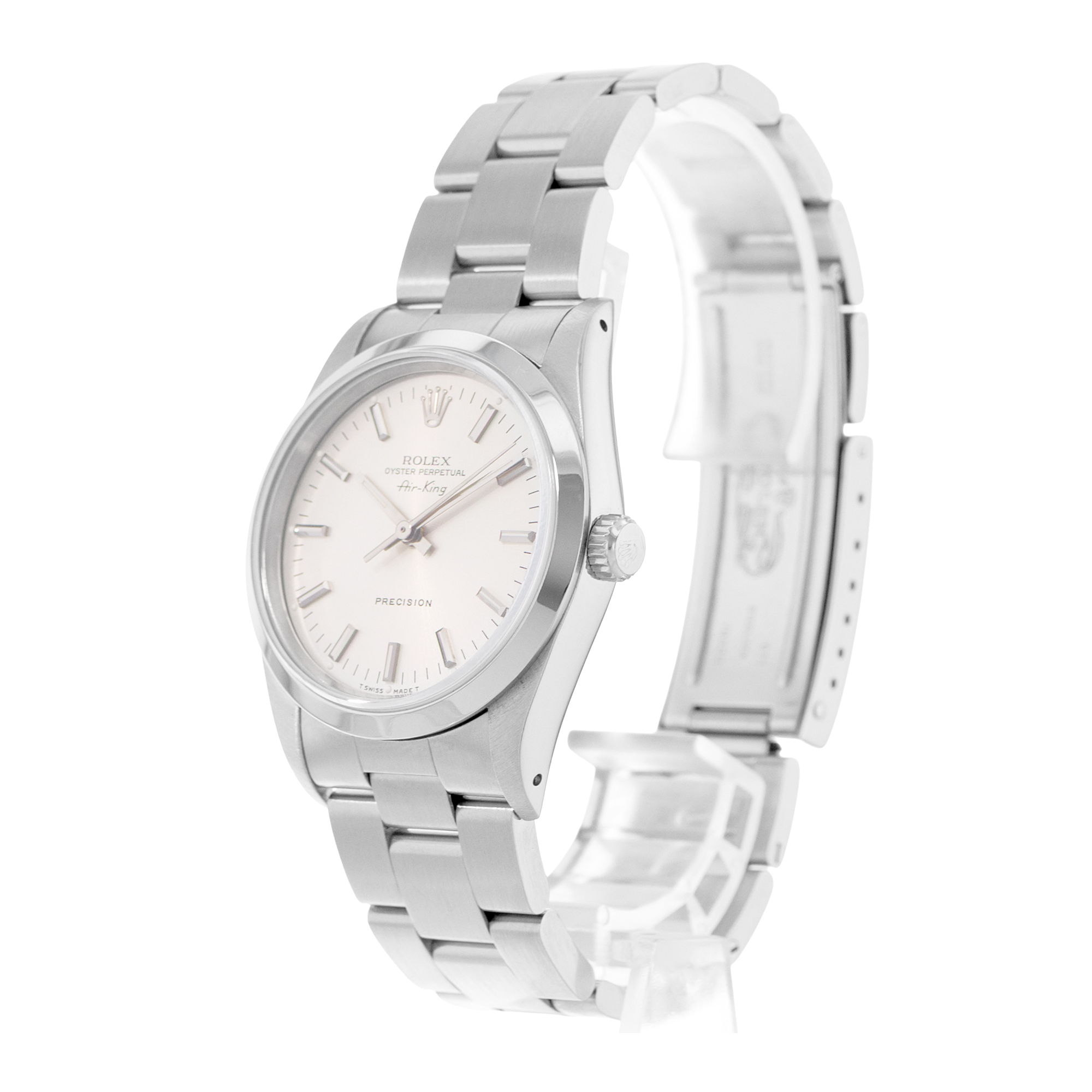 Rolex Air King 34 14000 Vintage Silver Steel Oyster Automatic Mens Watch 1991 thumbnail 5