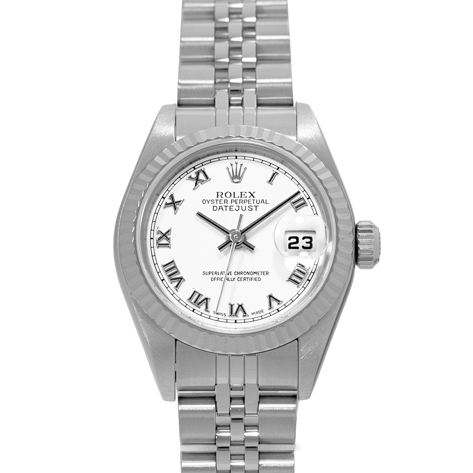 Rolex Datejust 26 79174 White Roman Steel White Gold Jubilee Ladies Watch 2000 thumbnail 1