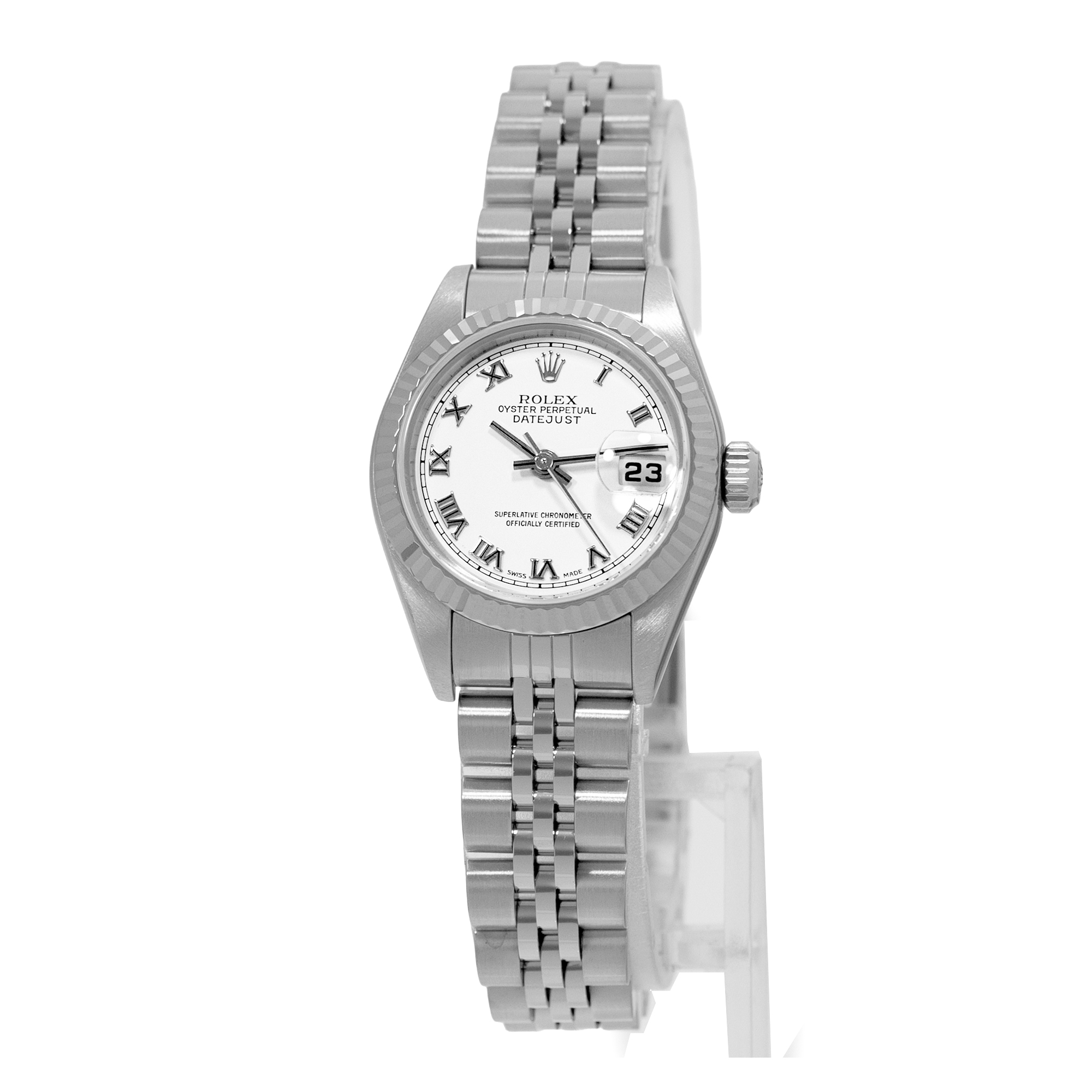 Rolex Datejust 26 79174 White Roman Steel White Gold Jubilee Ladies Watch 2000 thumbnail 4