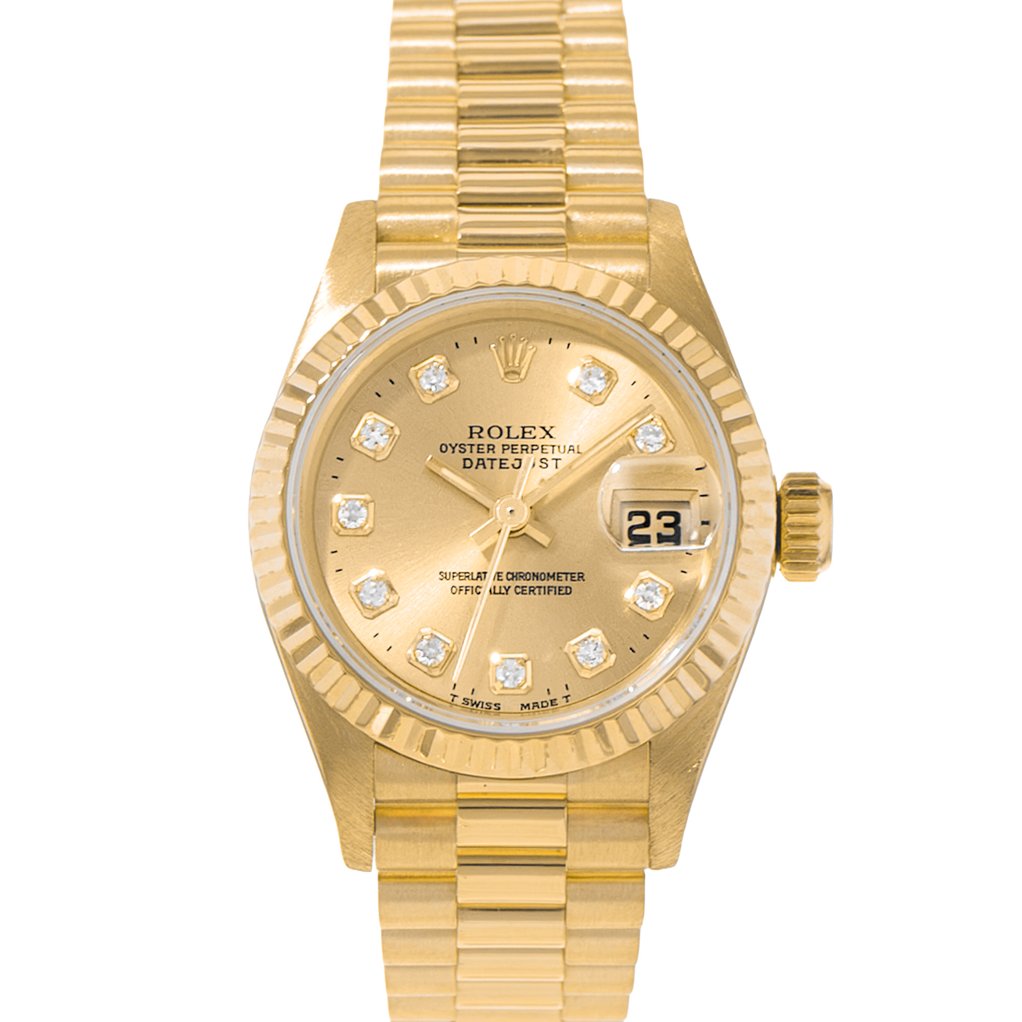 Rolex Datejust 26 69178 Diamond Yellow Gold Presidential Ladies Watch 1995 thumbnail 1