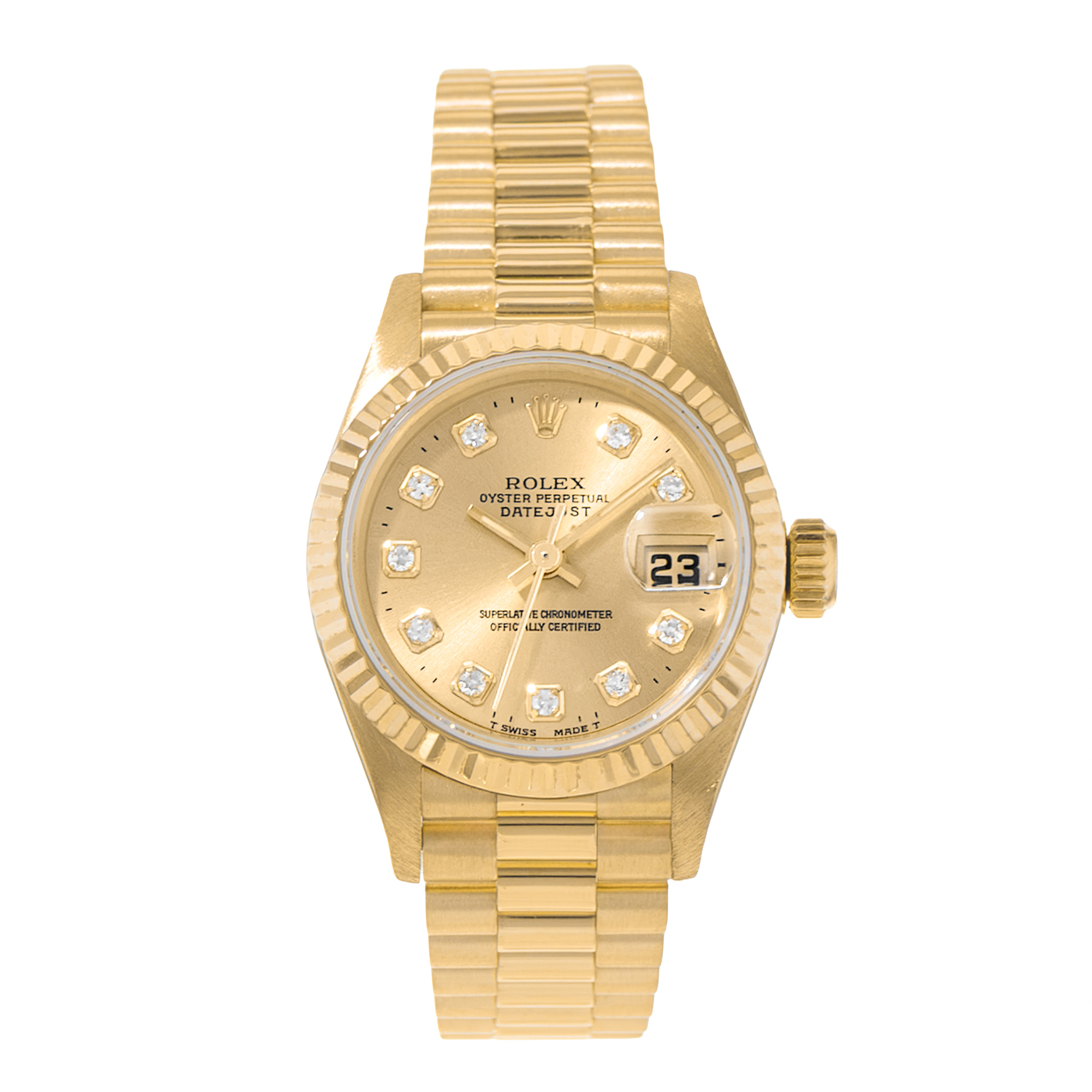 Rolex Datejust 26 69178 Diamond Yellow Gold Presidential Ladies Watch 1995 thumbnail 2
