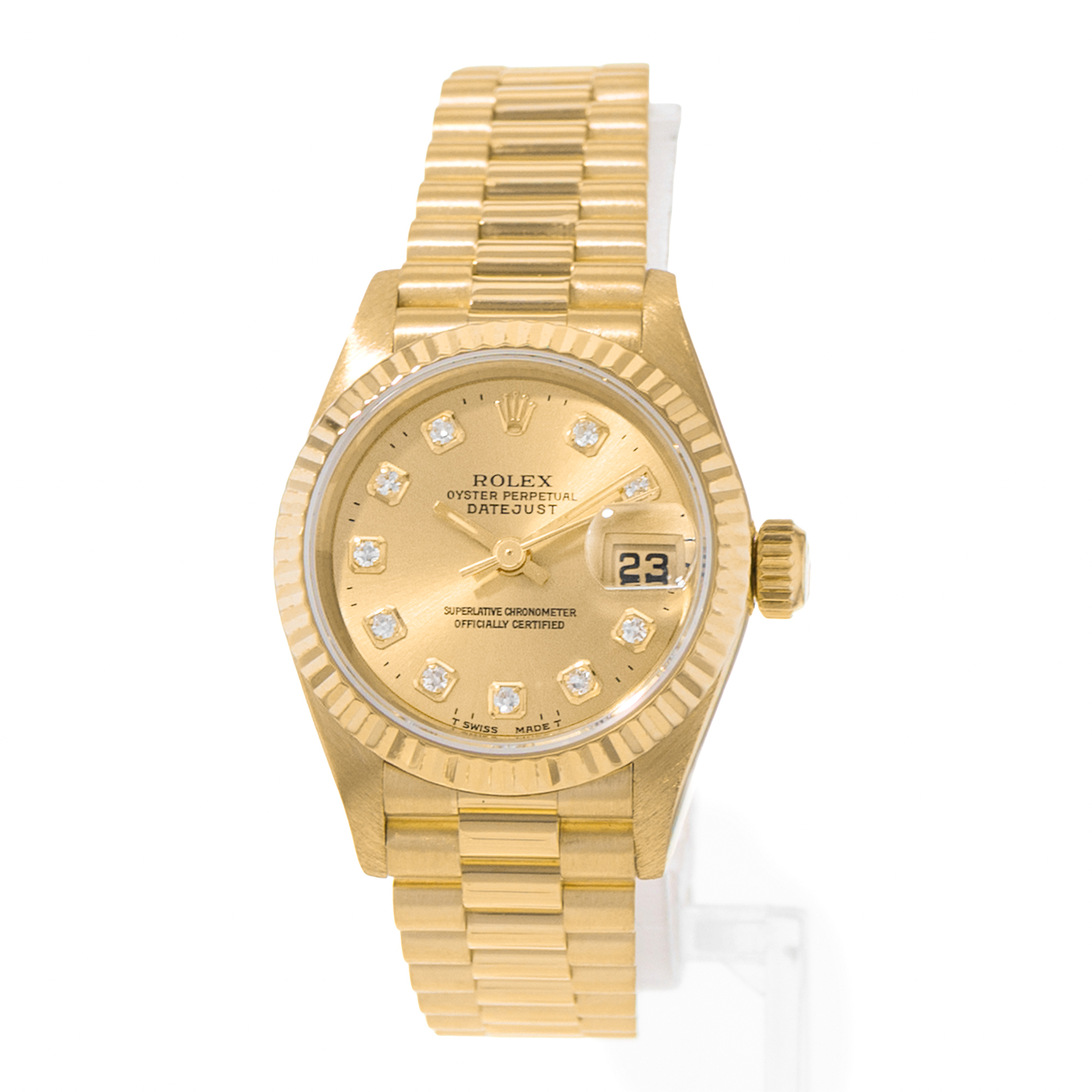 Rolex Datejust 26 69178 Diamond Yellow Gold Presidential Ladies Watch 1995 thumbnail 3