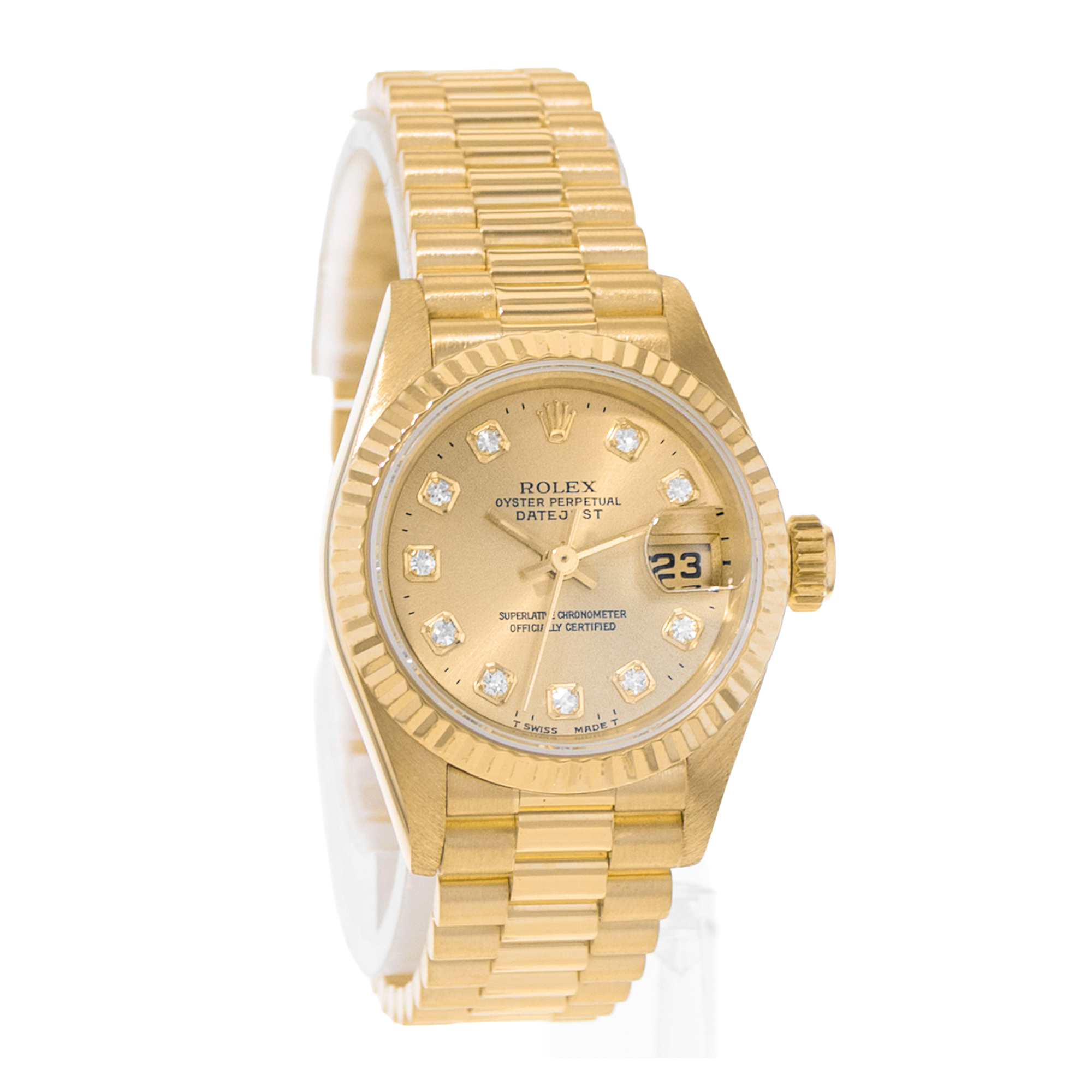 Rolex Datejust 26 69178 Diamond Yellow Gold Presidential Ladies Watch 1995 thumbnail 6