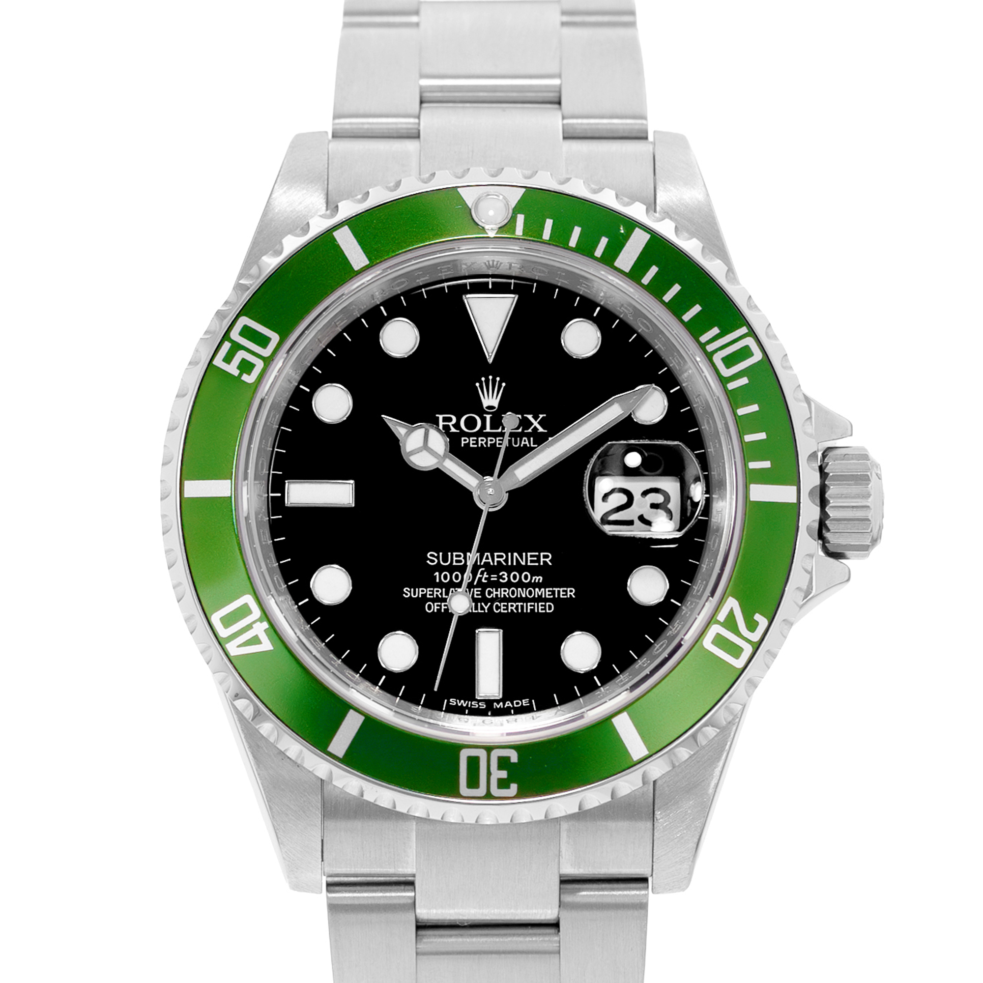 Rolex Submariner Date 16610LV 40mm Kermit Black Index Steel Men Watch 2005 thumbnail 1