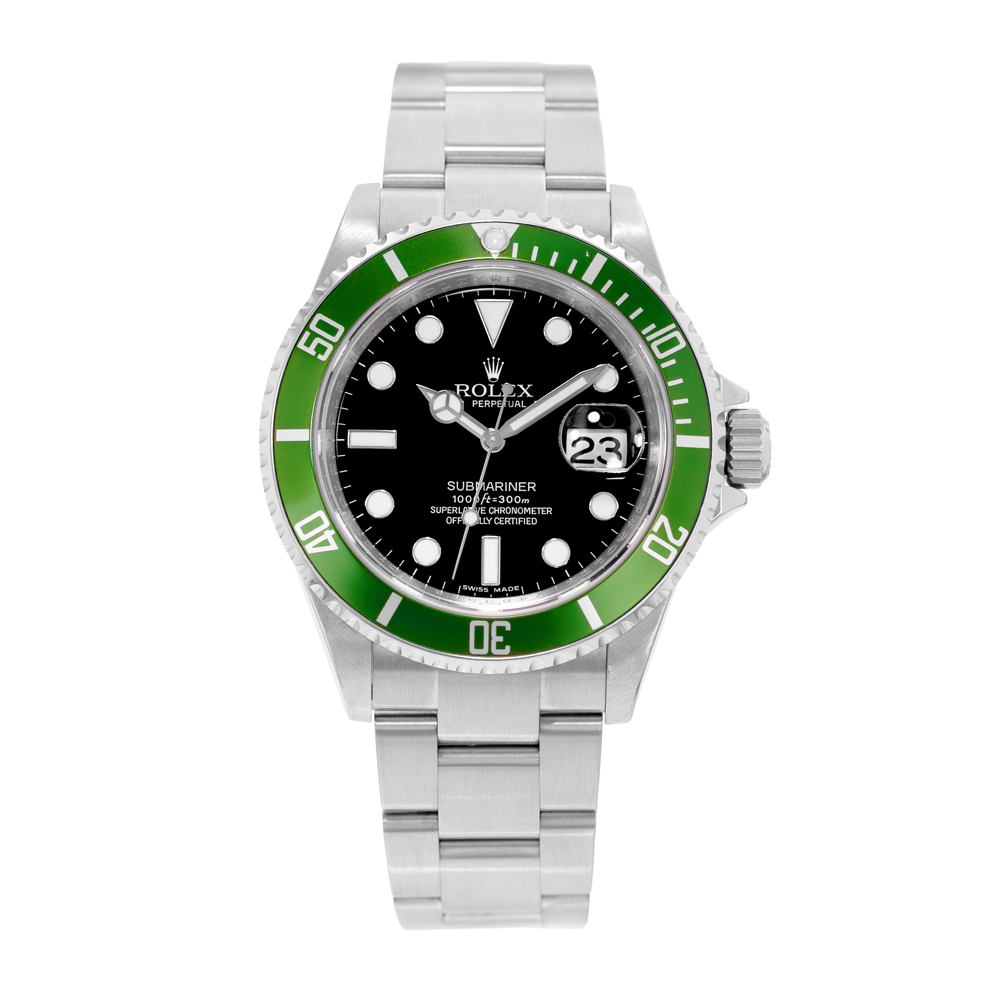 Rolex Submariner Date 16610LV 40mm Kermit Black Index Steel Men Watch 2005 thumbnail 2