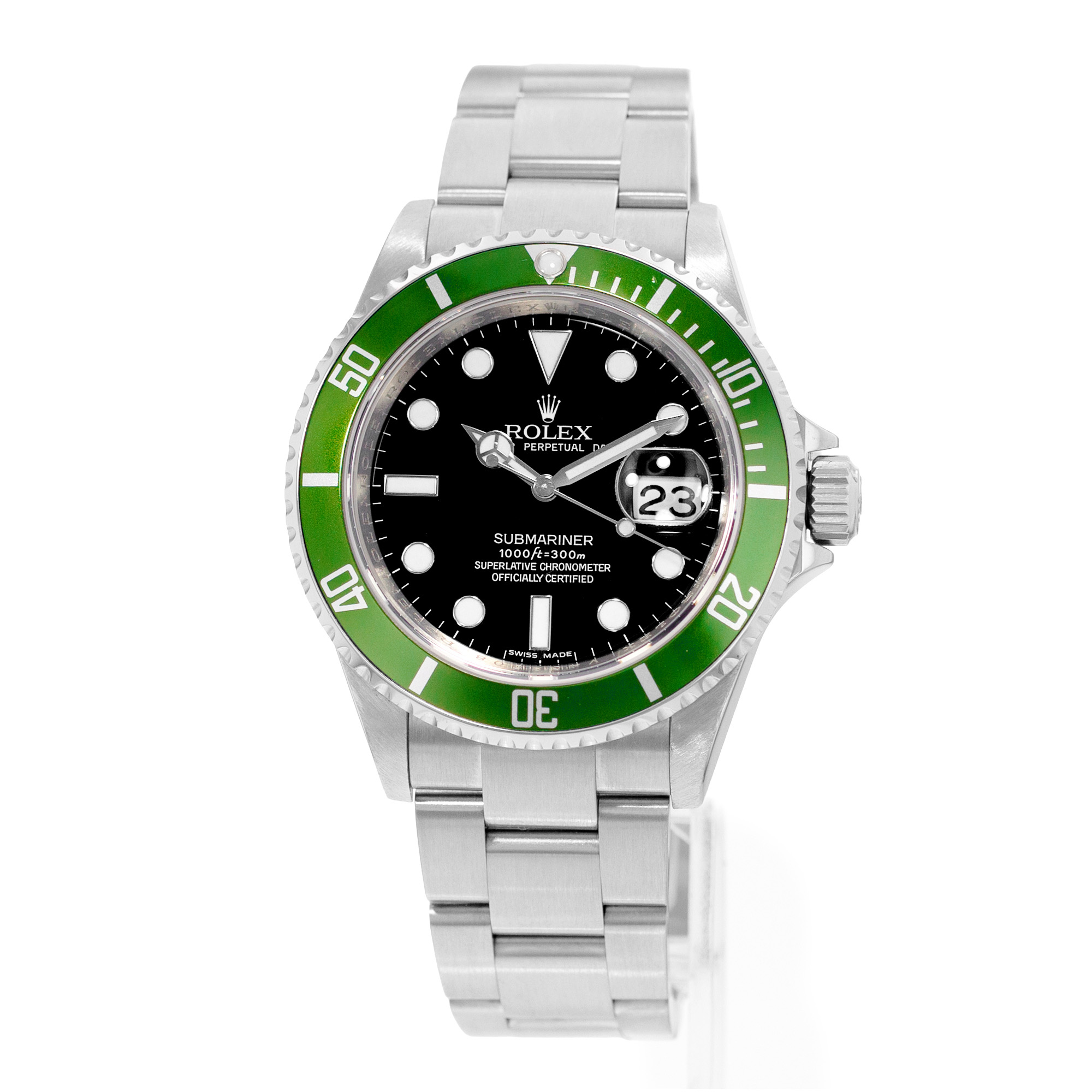Rolex Submariner Date 16610LV 40mm Kermit Black Index Steel Men Watch 2005 thumbnail 3