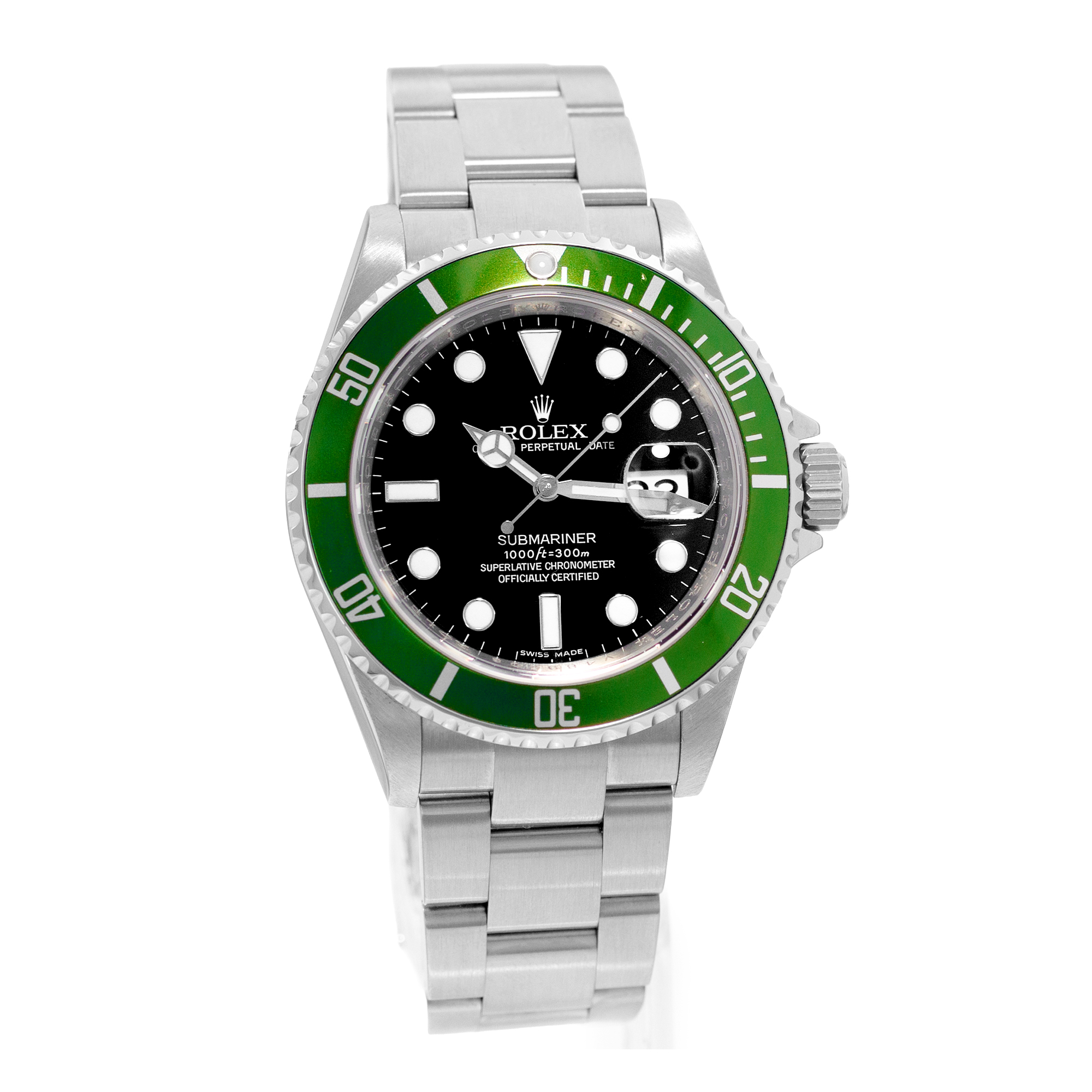Rolex Submariner Date 16610LV 40mm Kermit Black Index Steel Men Watch 2005 thumbnail 6