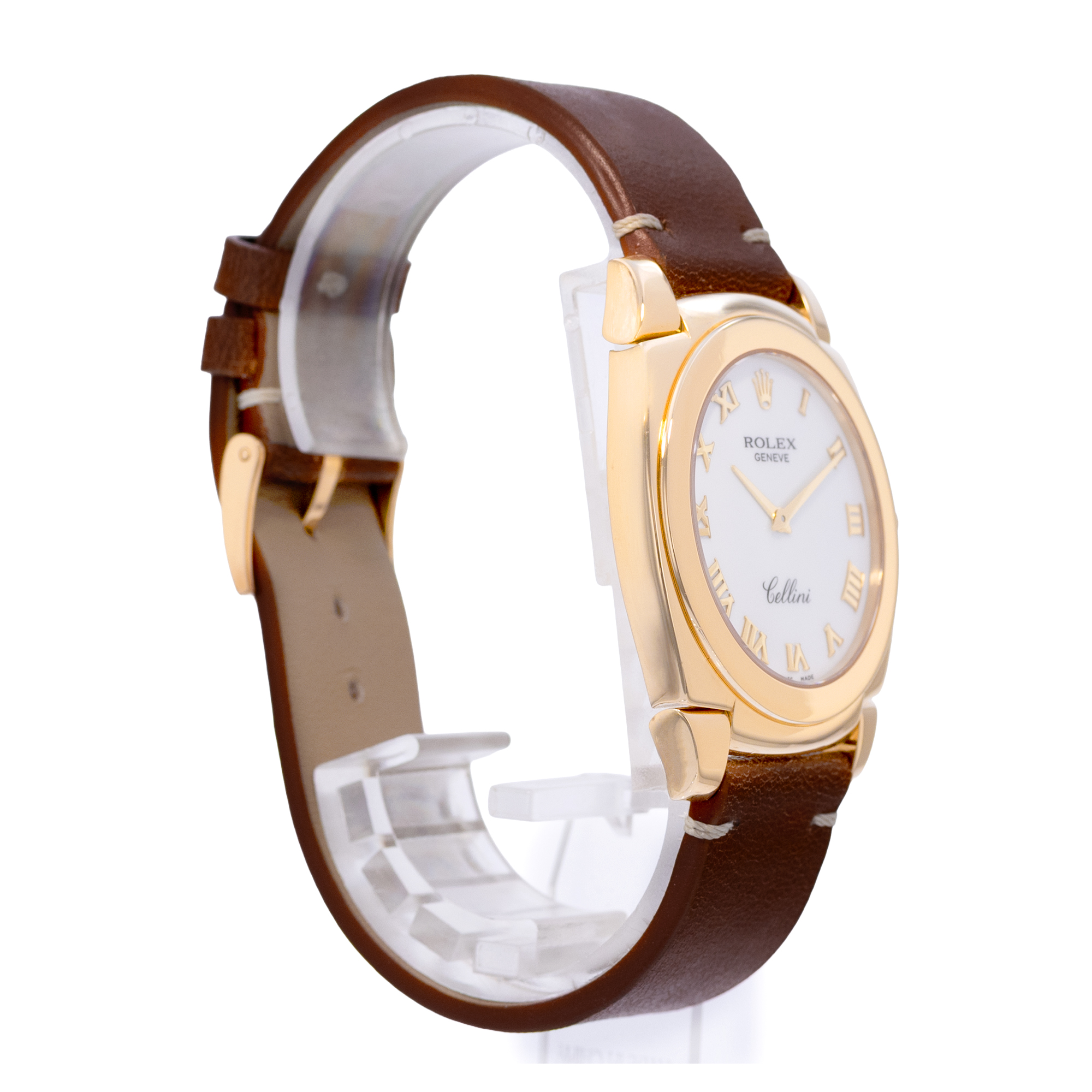 Rolex Cellini Cestello 5330 36mm White 18k Yellow Gold Leather Mens Watch 2007 thumbnail 5