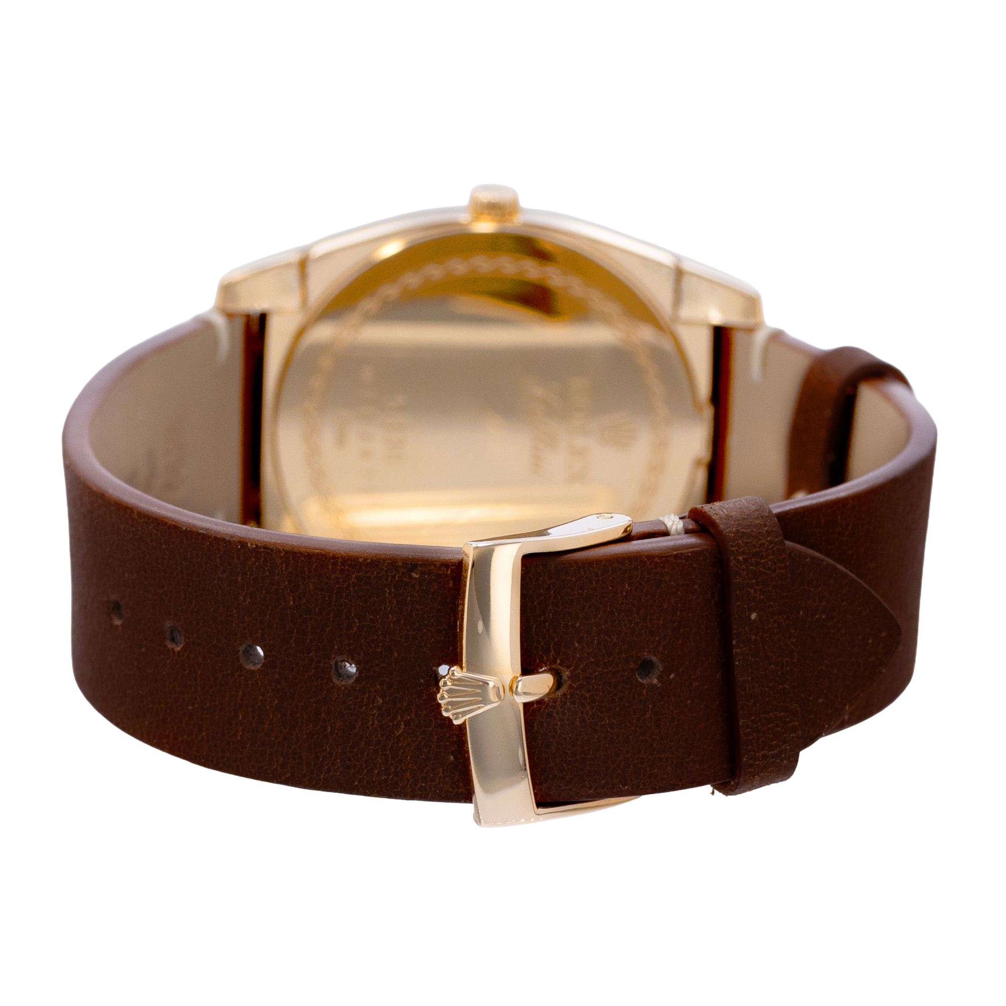 Rolex Cellini Cestello 5330 36mm White 18k Yellow Gold Leather Mens Watch 2007 thumbnail 7