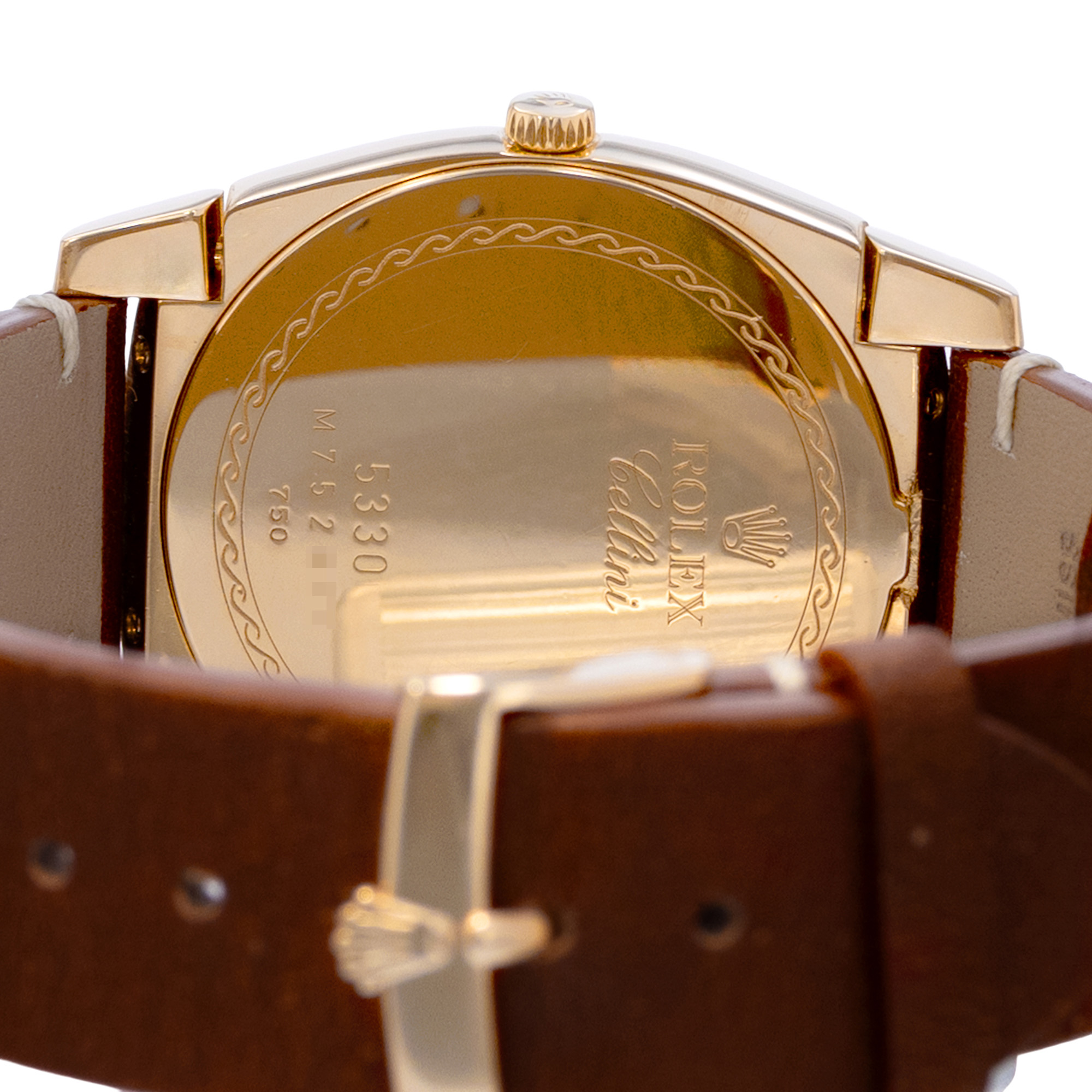Rolex Cellini Cestello 5330 36mm White 18k Yellow Gold Leather Mens Watch 2007 thumbnail 8