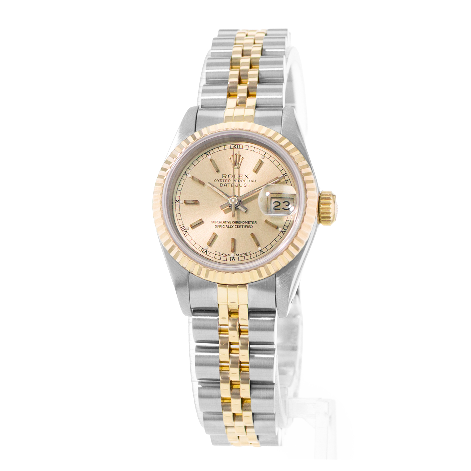 Rolex Datejust 26 69173 Champagne Index Steel Gold Jubilee Ladies Watch 1989 thumbnail 3