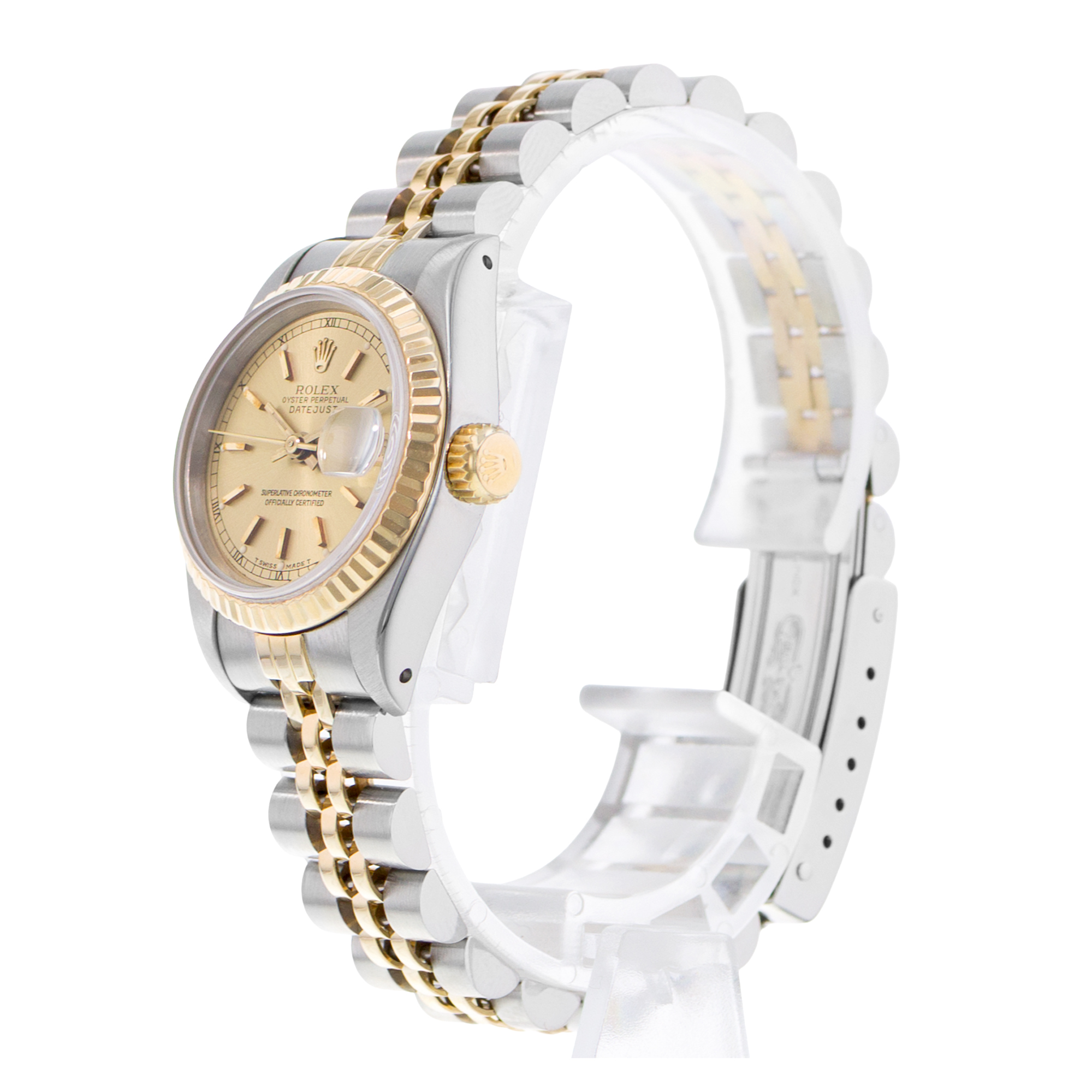 Rolex Datejust 26 69173 Champagne Index Steel Gold Jubilee Ladies Watch 1989 thumbnail 4